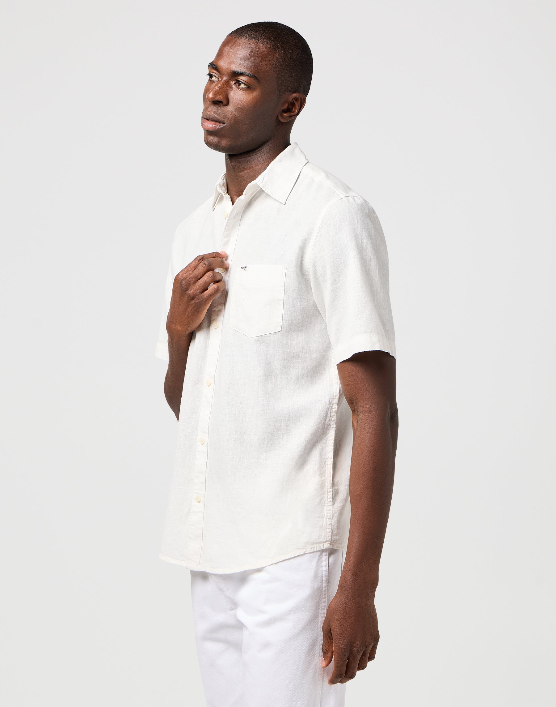 Ss 1 Pkt Shirt in White Hemden Wrangler
