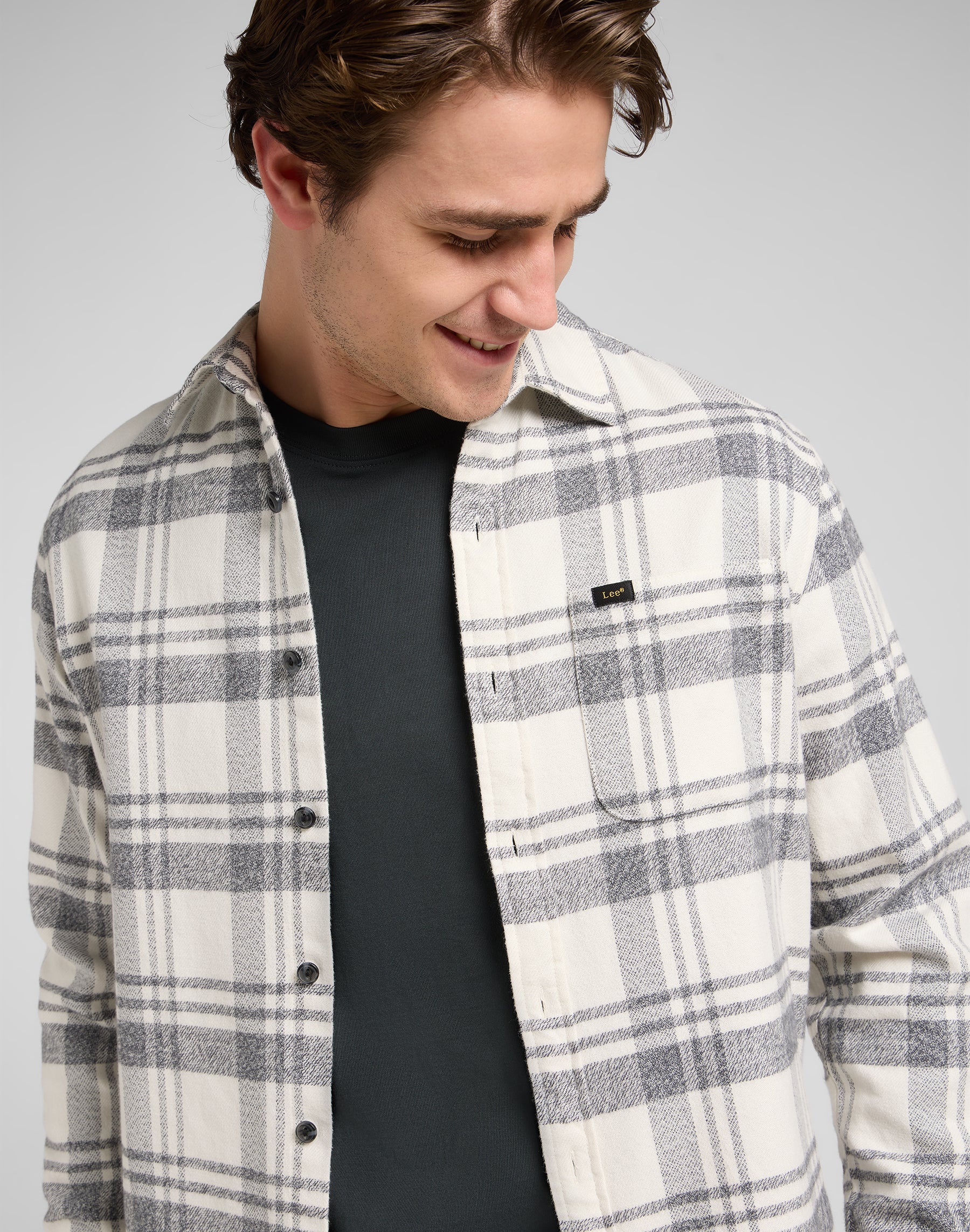 Mercantile Shirt in Painter Gray Jaspe Plaid Hemden Lee