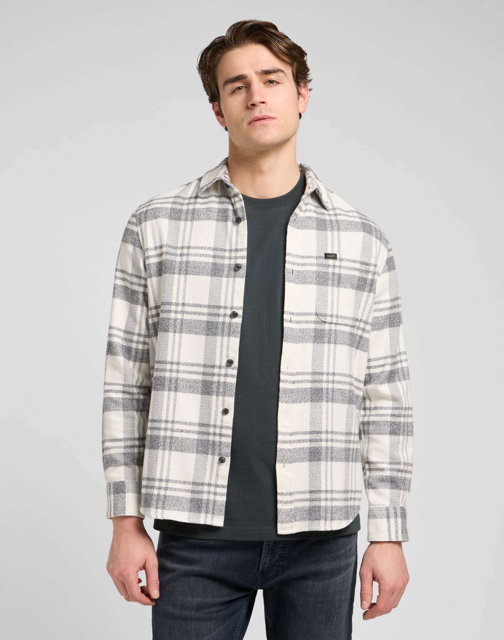 Mercantile Shirt in Painter Gray Jaspe Plaid Hemden Lee
