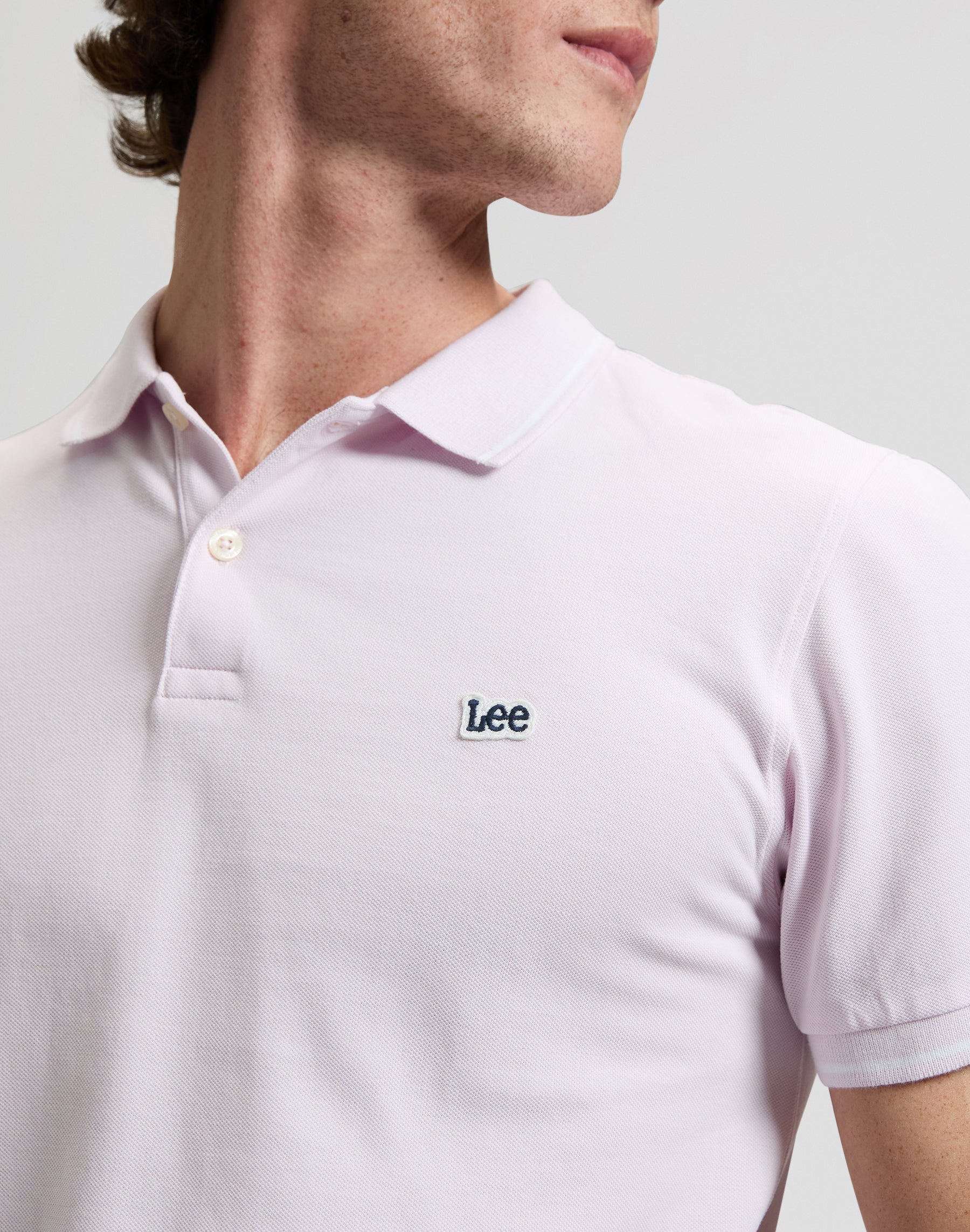 Pique Polo in Light Icy Pink