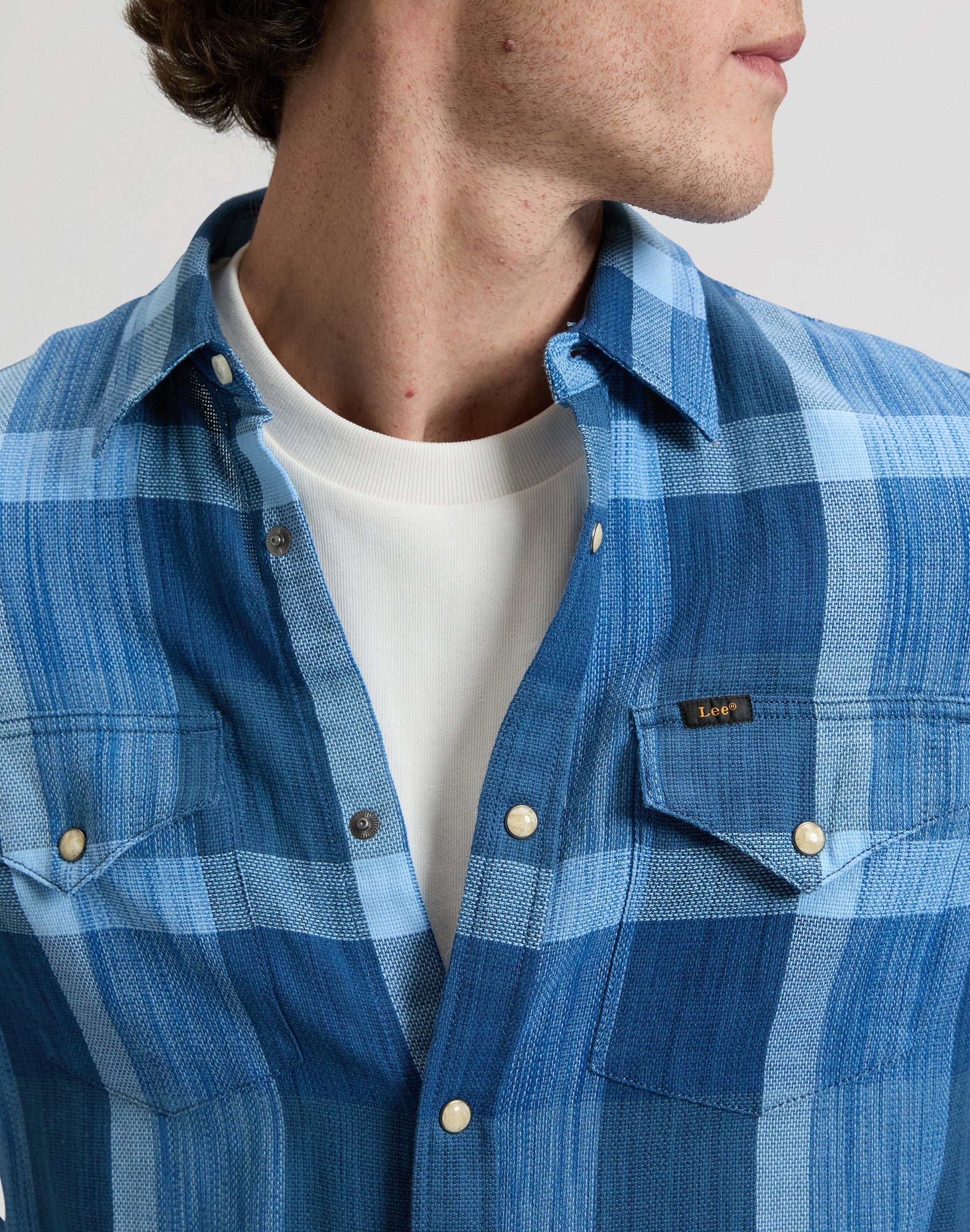 Clean Western Shirt in Indigo Plaid