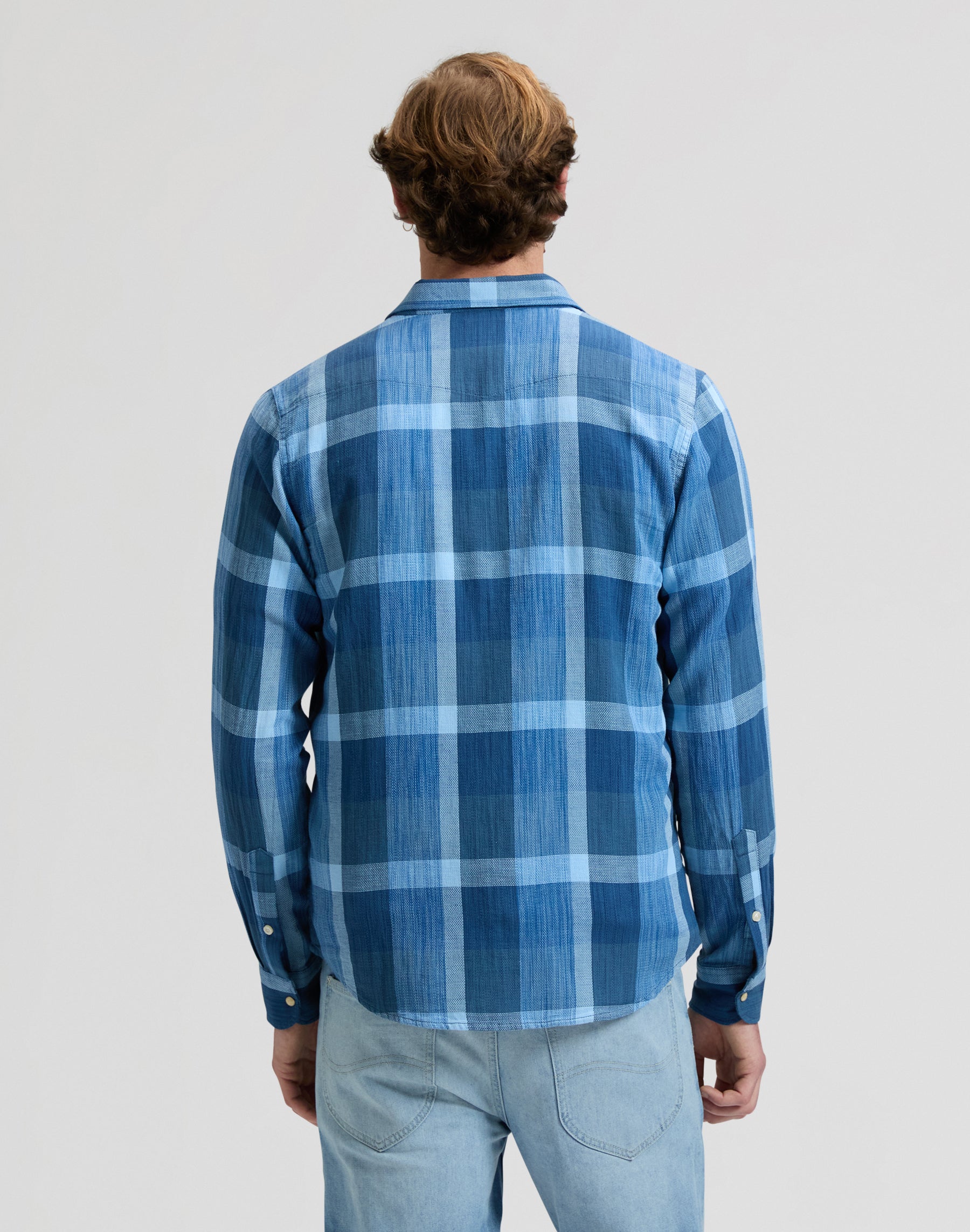 Clean Western Shirt in Indigo Plaid