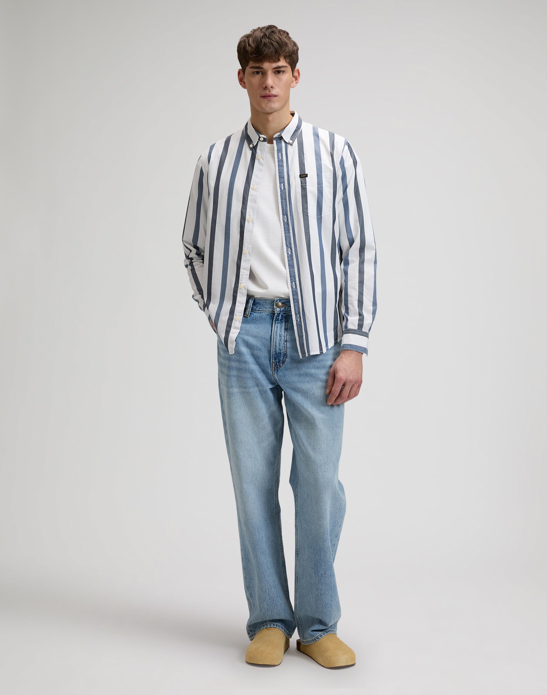 Lee Button Down in Tonal Rivet Navy Stripe