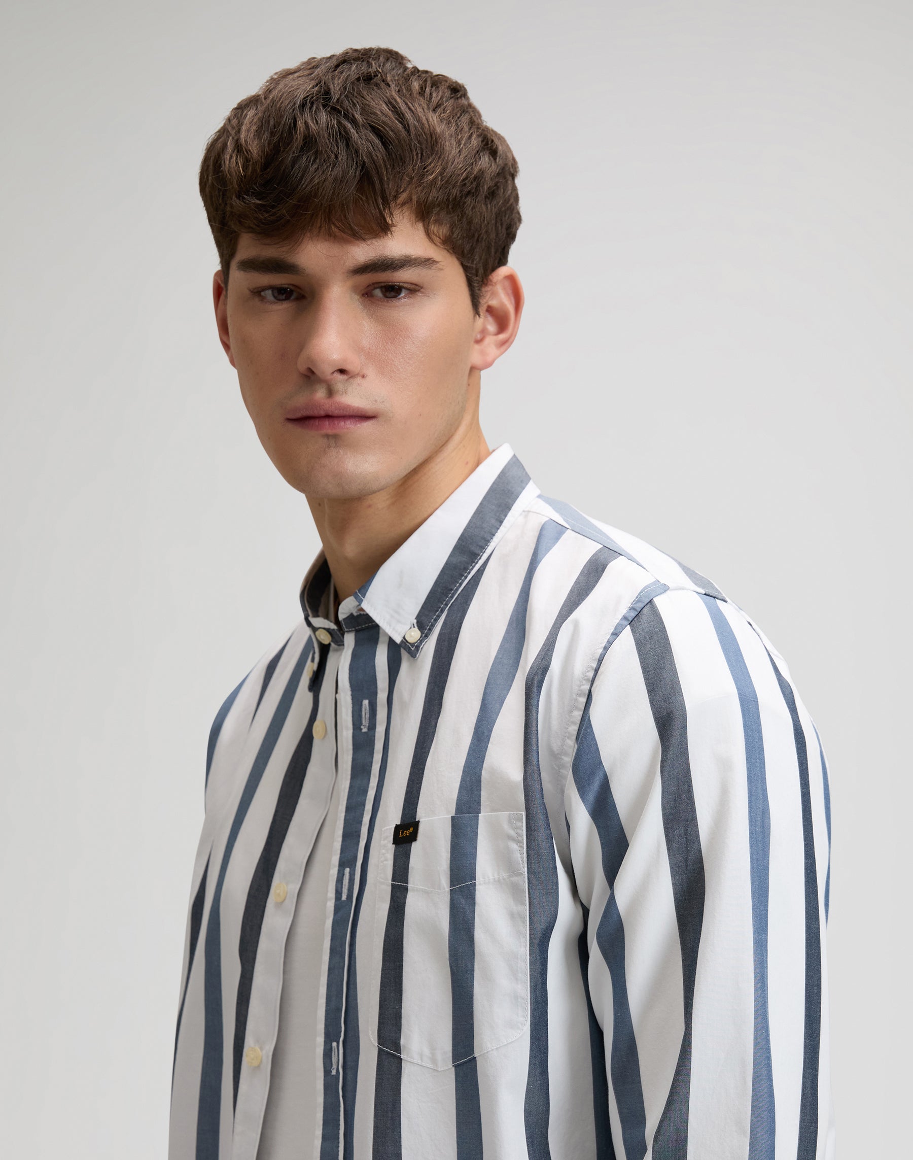 Lee Button Down in Tonal Rivet Navy Stripe