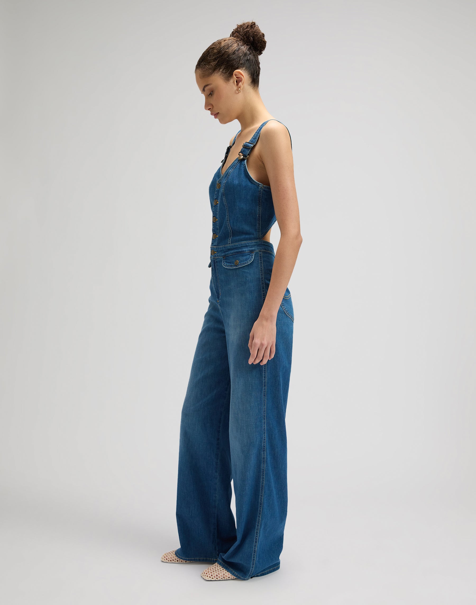 Cut Out Jumpsuit in Blue Arrow Overall Lee