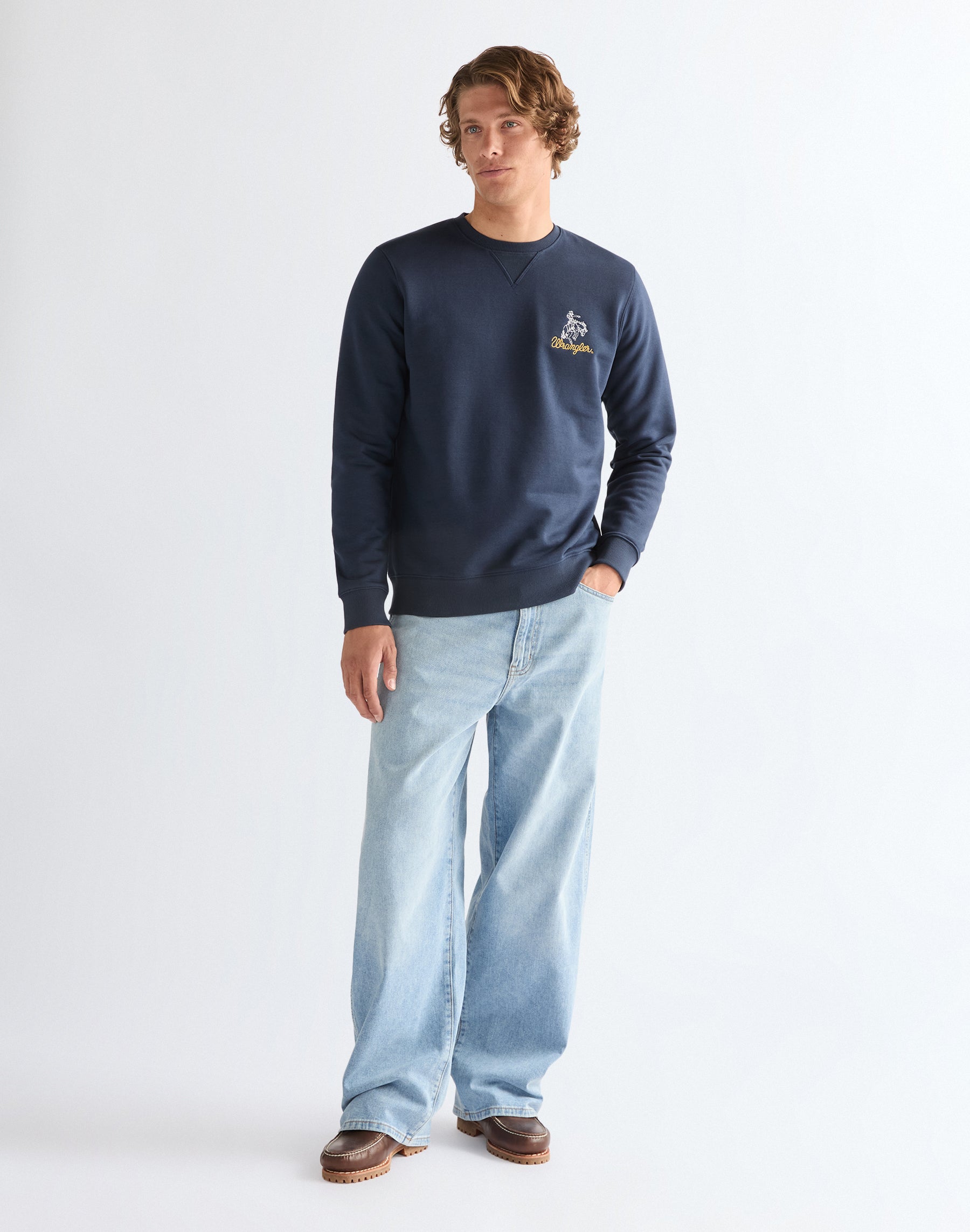 Embroidery Crew in Navy Sweatshirts Wrangler