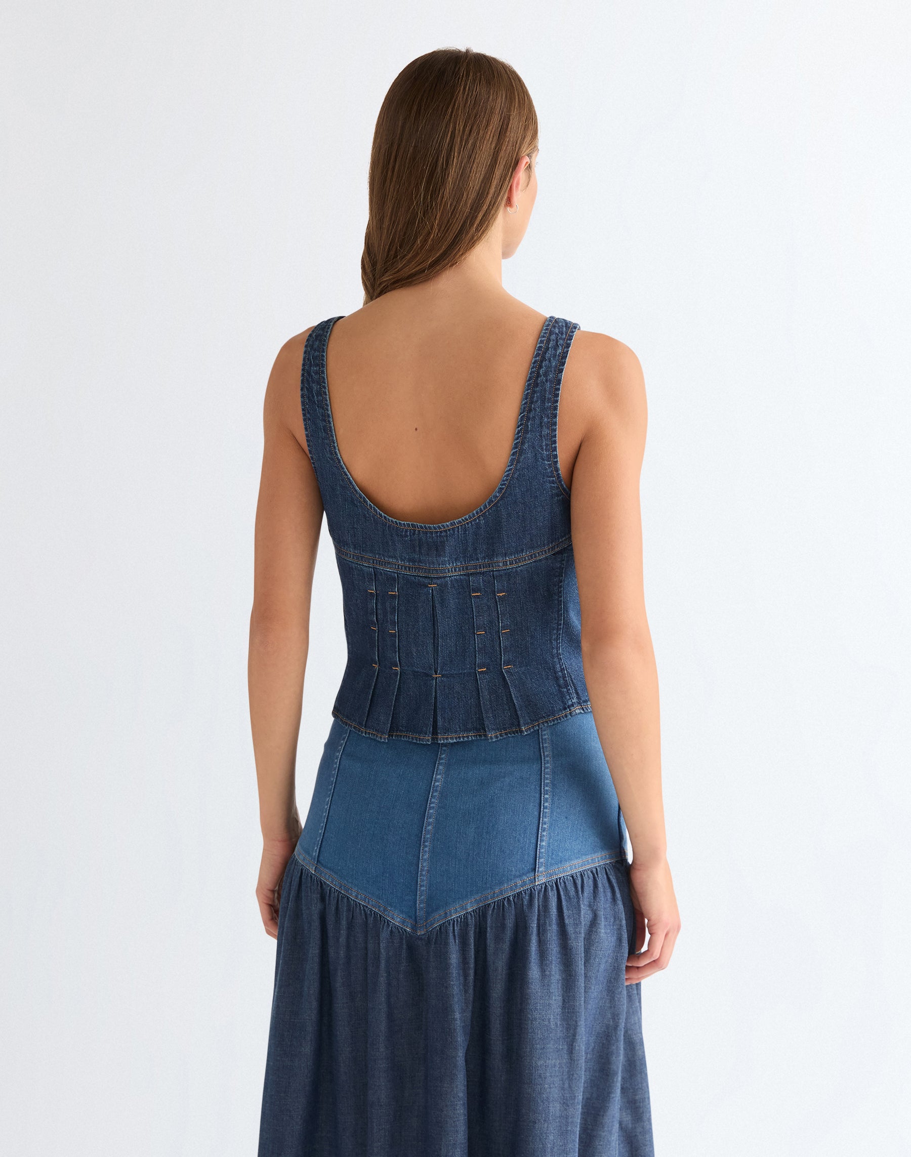 Pleated Corset Top in Lone Rider T-Shirts Wrangler