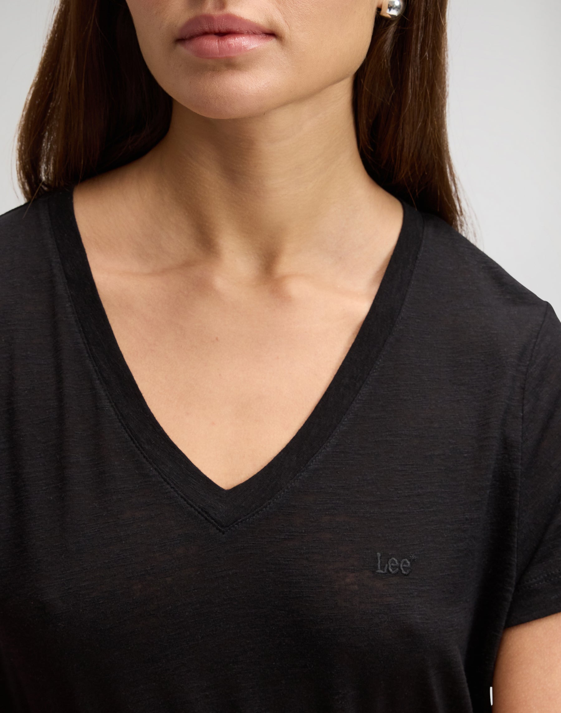 V Neck Tee in Black