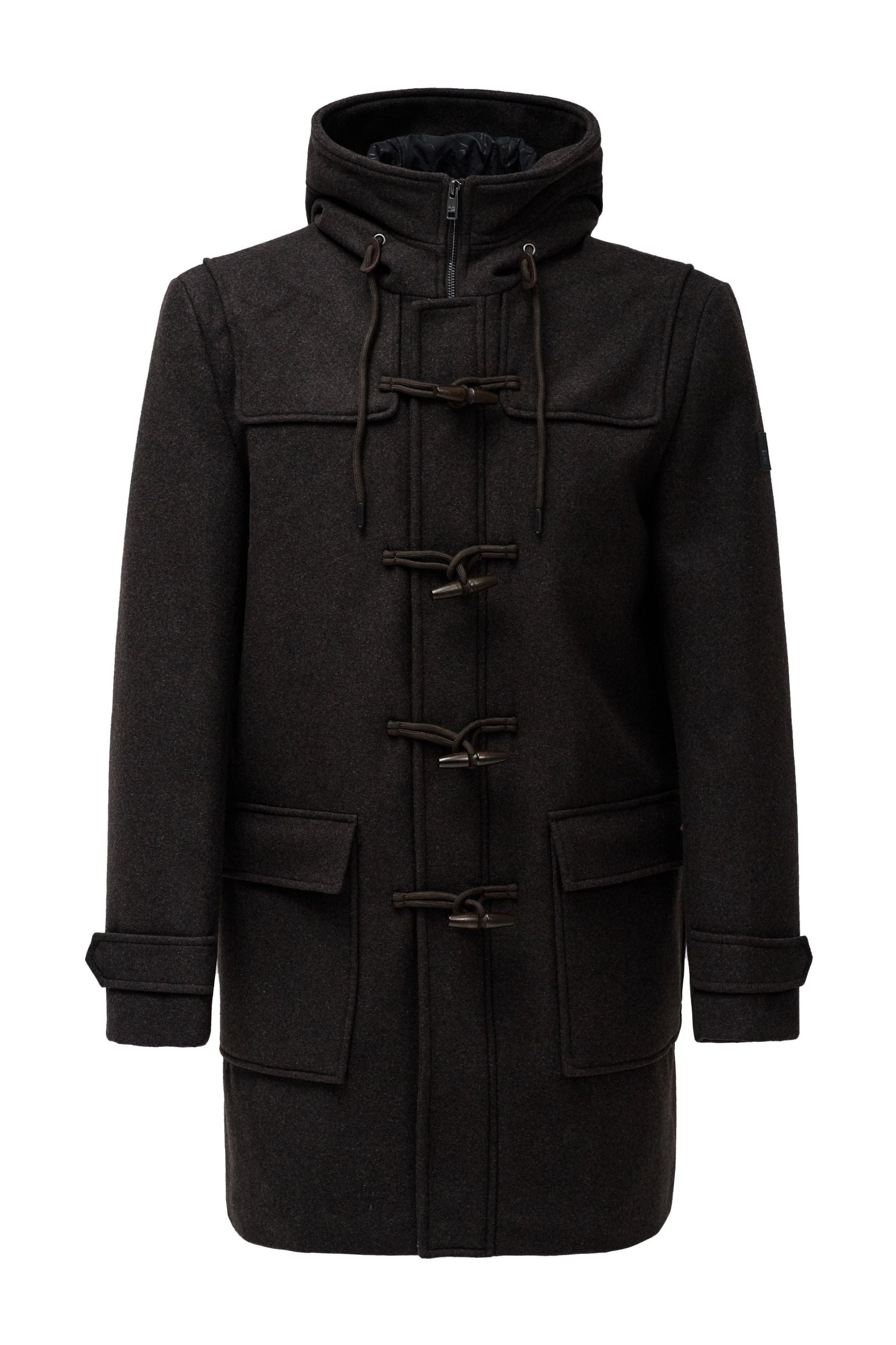Wool Duffle Coat in Dark Brown