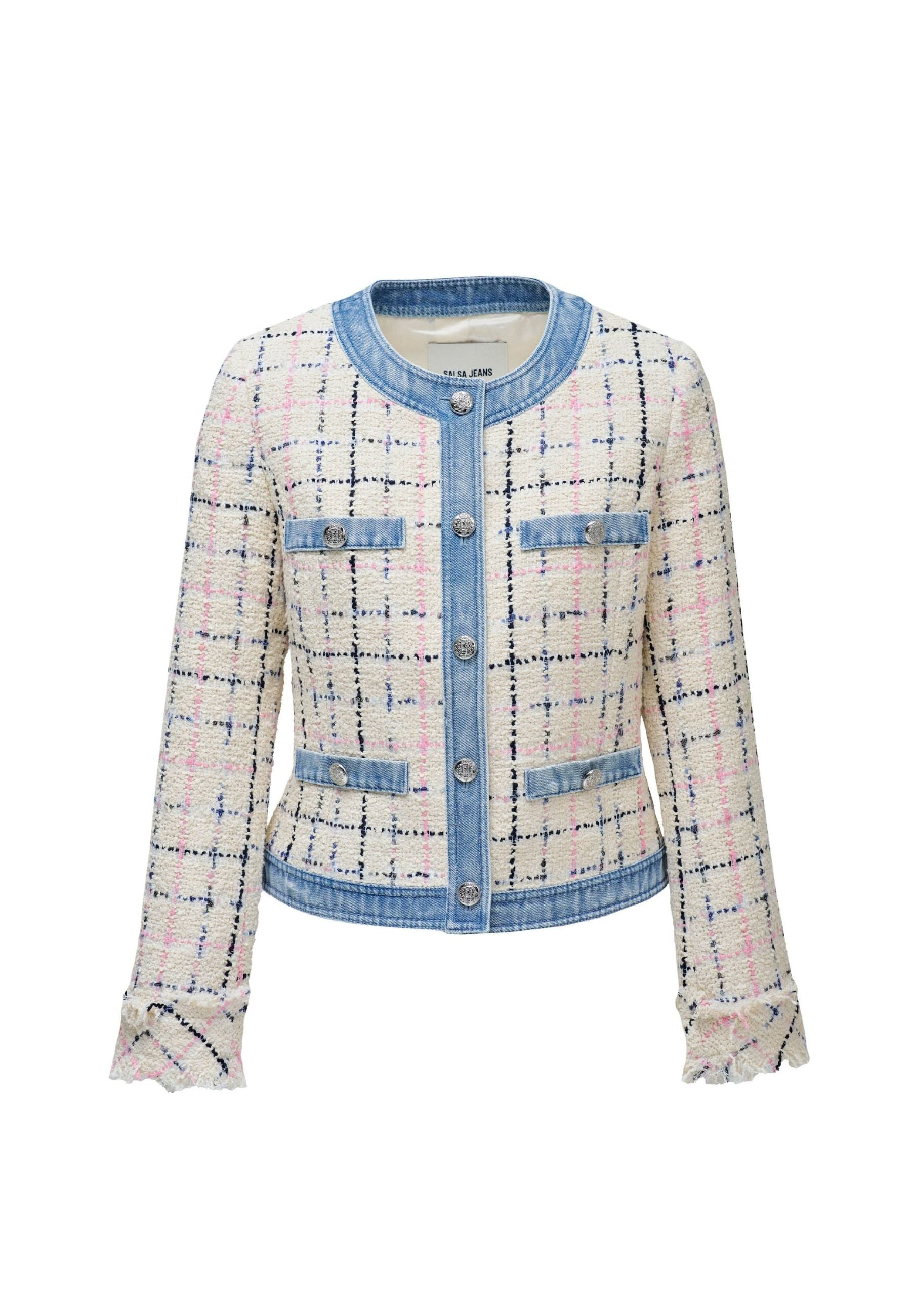 Chanel-Style Tweed Jacket in Light Beige V2 Jacken Salsa Jeans