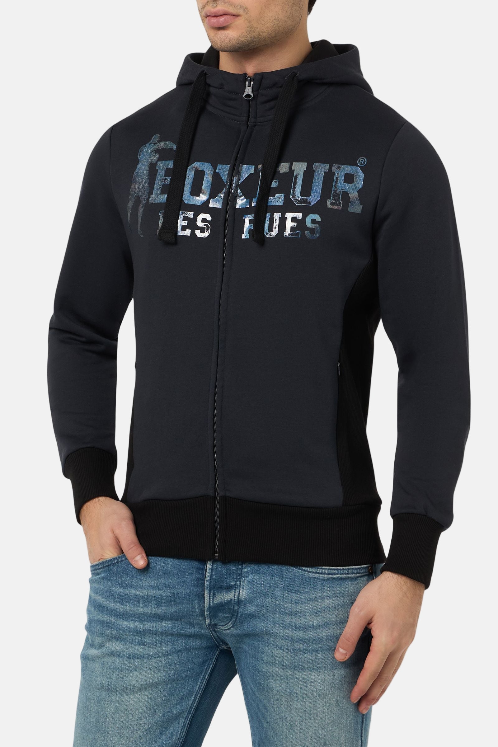 Hooded Full Zip Sweatshirt in Anthracite