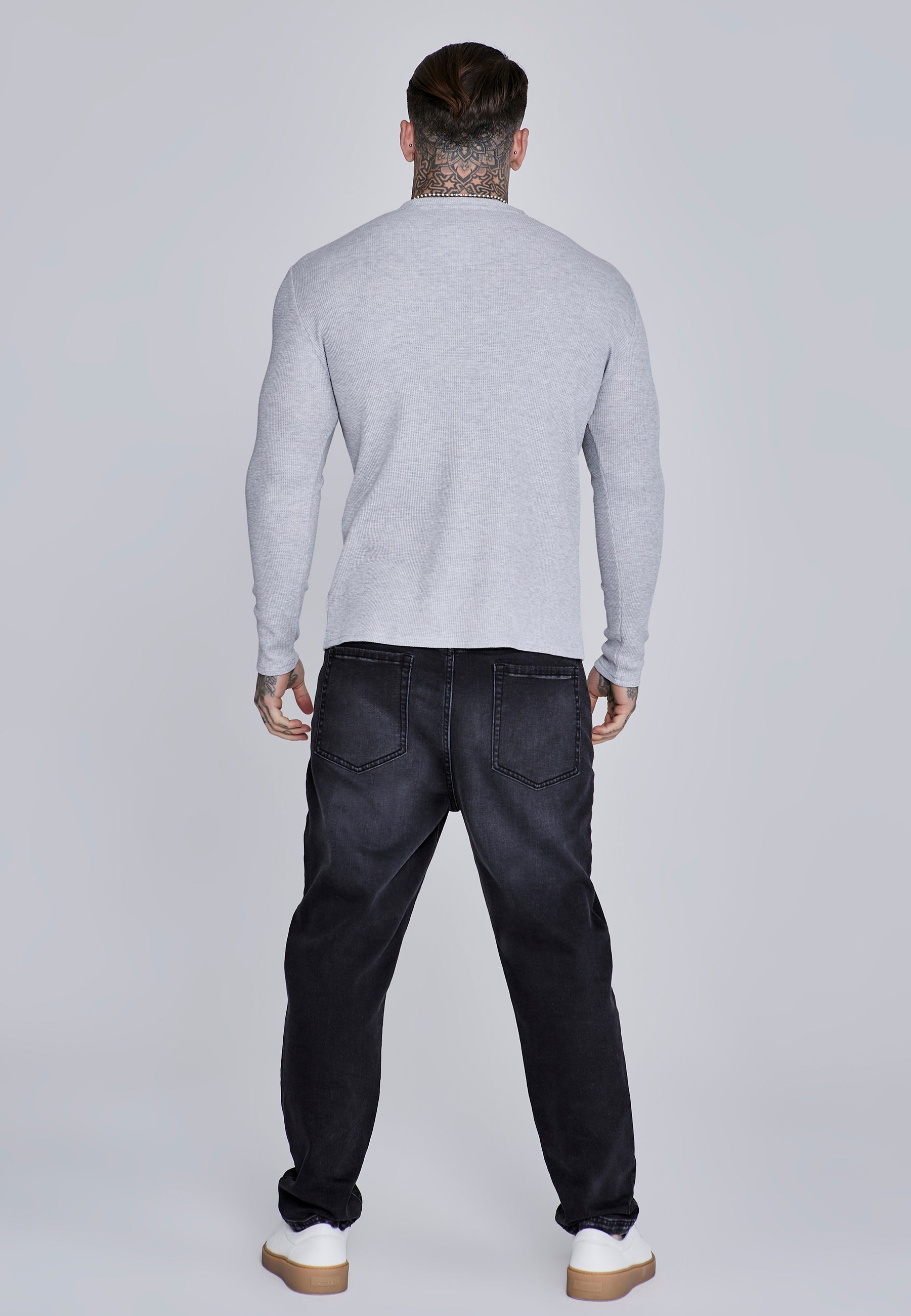 Henley T-Shirt in Grey Marl T-Shirts SikSilk