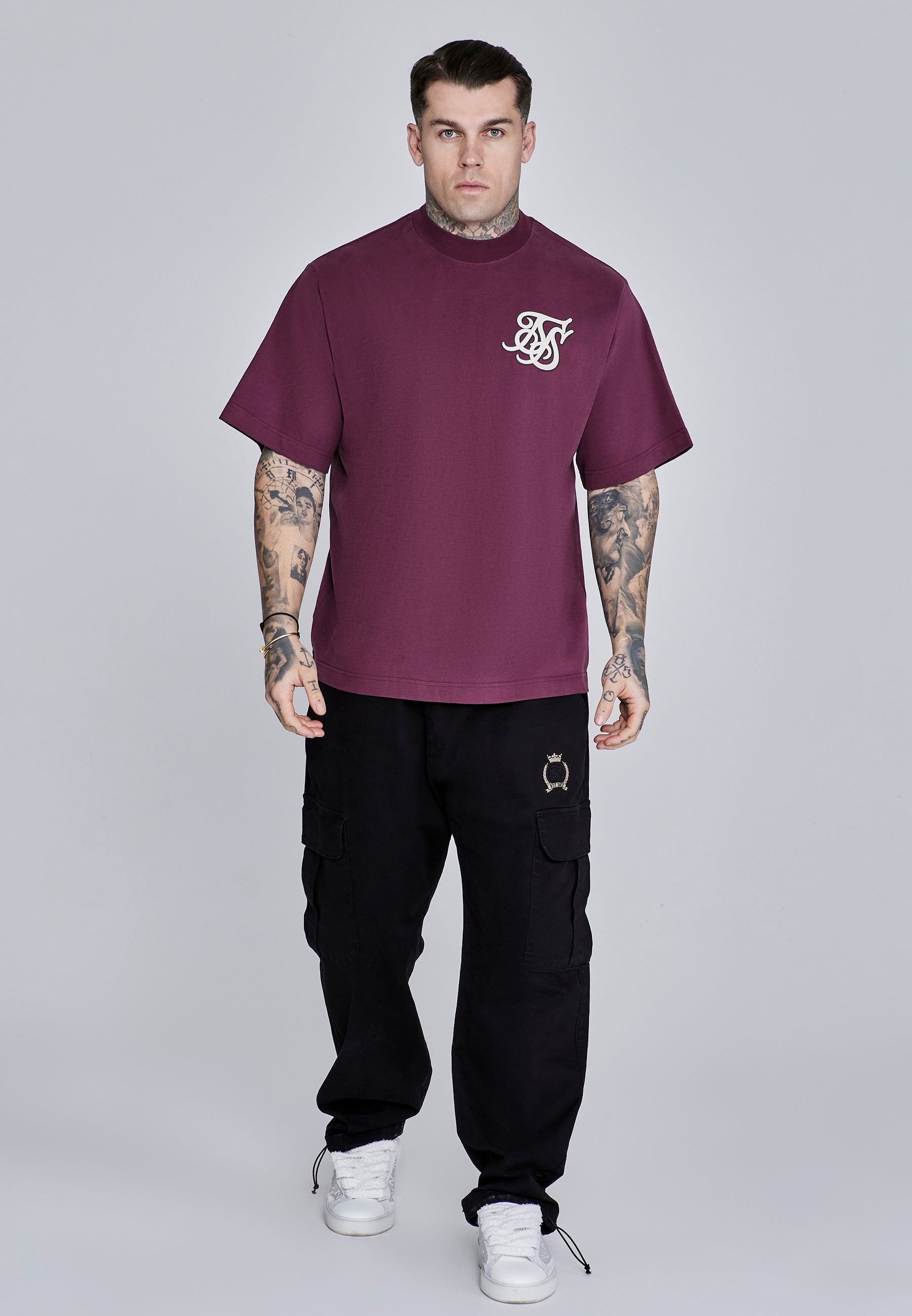 Logo T-Shirt in Burgundy T-Shirts SikSilk