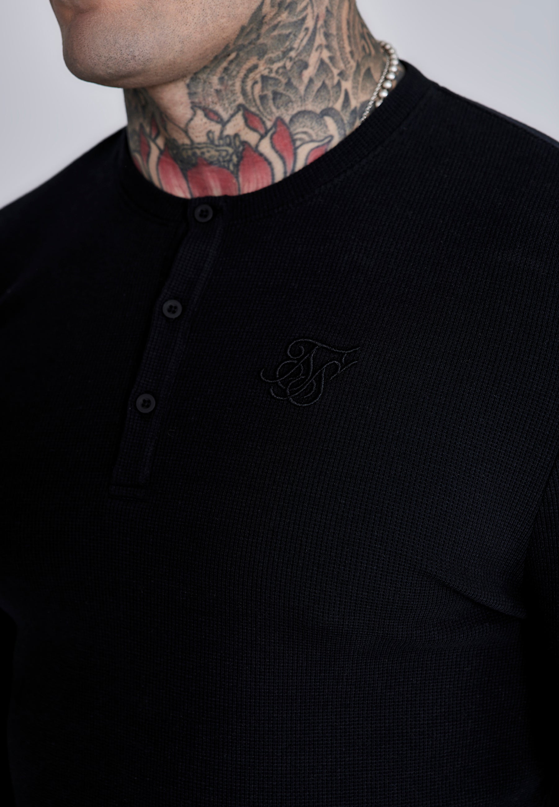 Henley T-Shirt in Black T-Shirts SikSilk