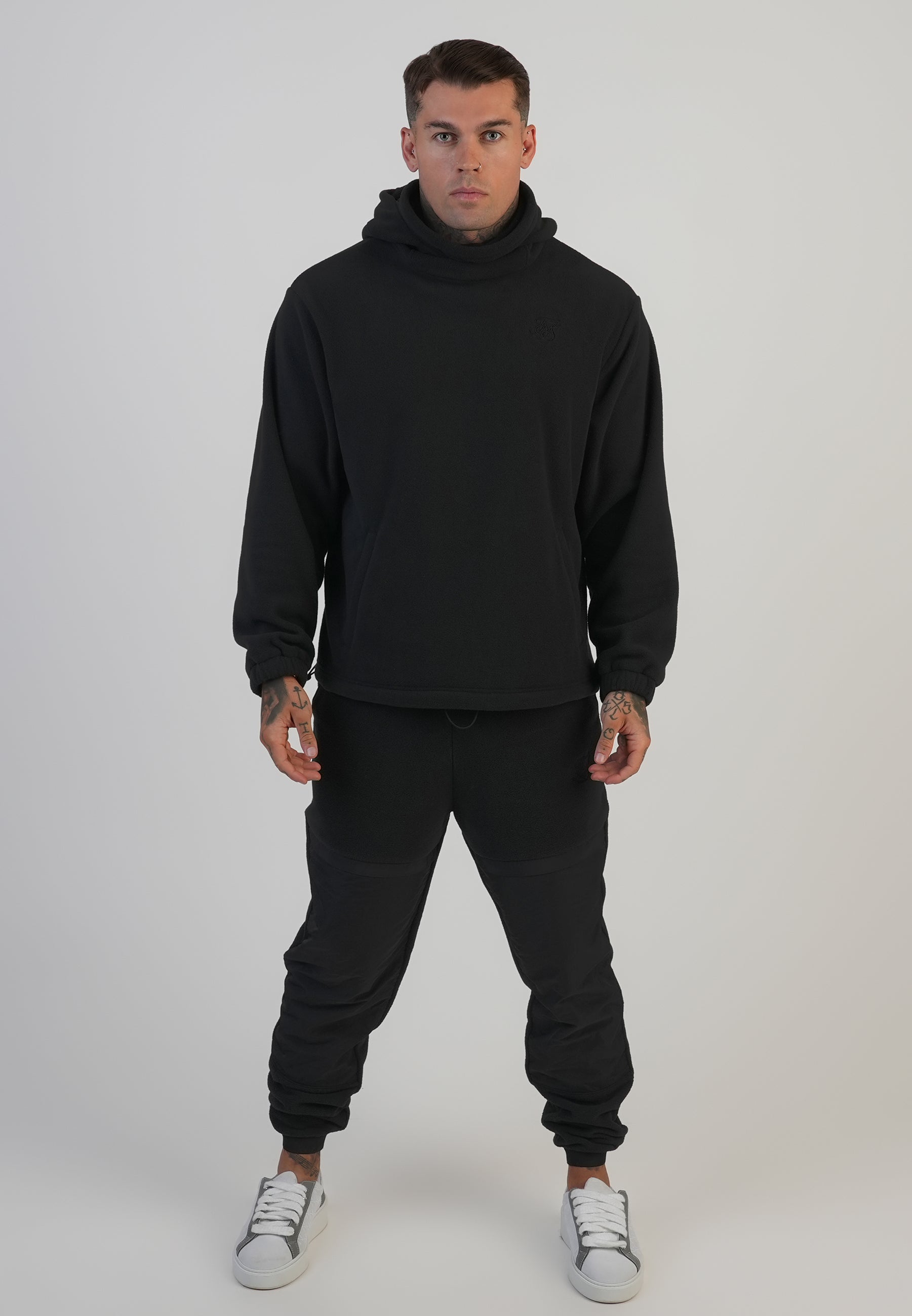 Polar Fleece Hoodie in Black Kapuzenpullover SikSilk