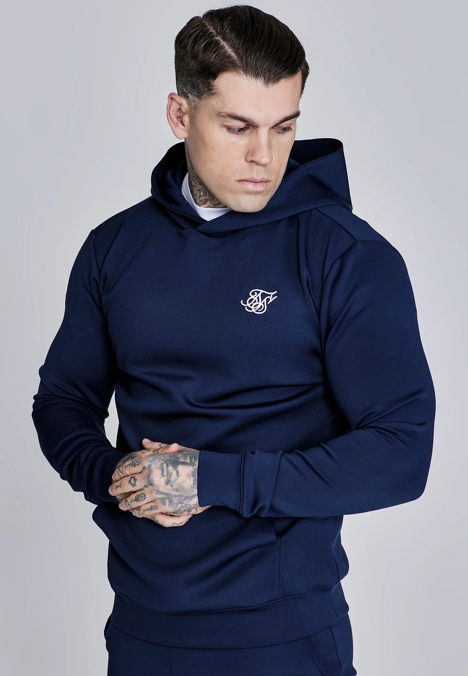 Essentials Poly Hoodie in Navy Kapuzenpullover SikSilk
