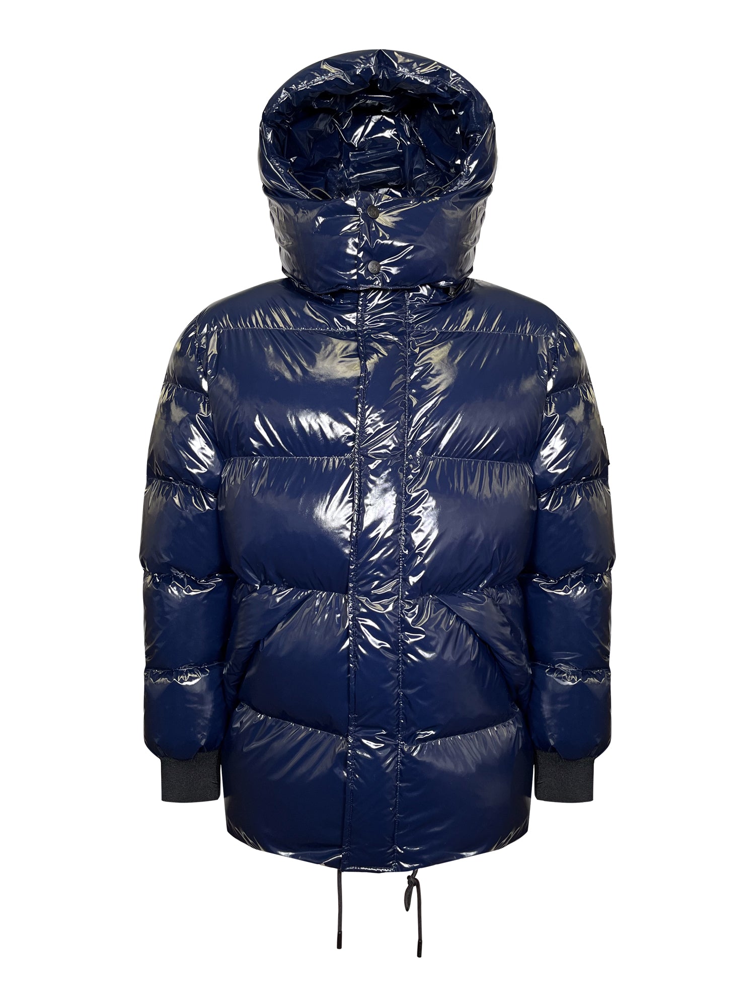 High Shine Puffer Jacket in Dark Navy