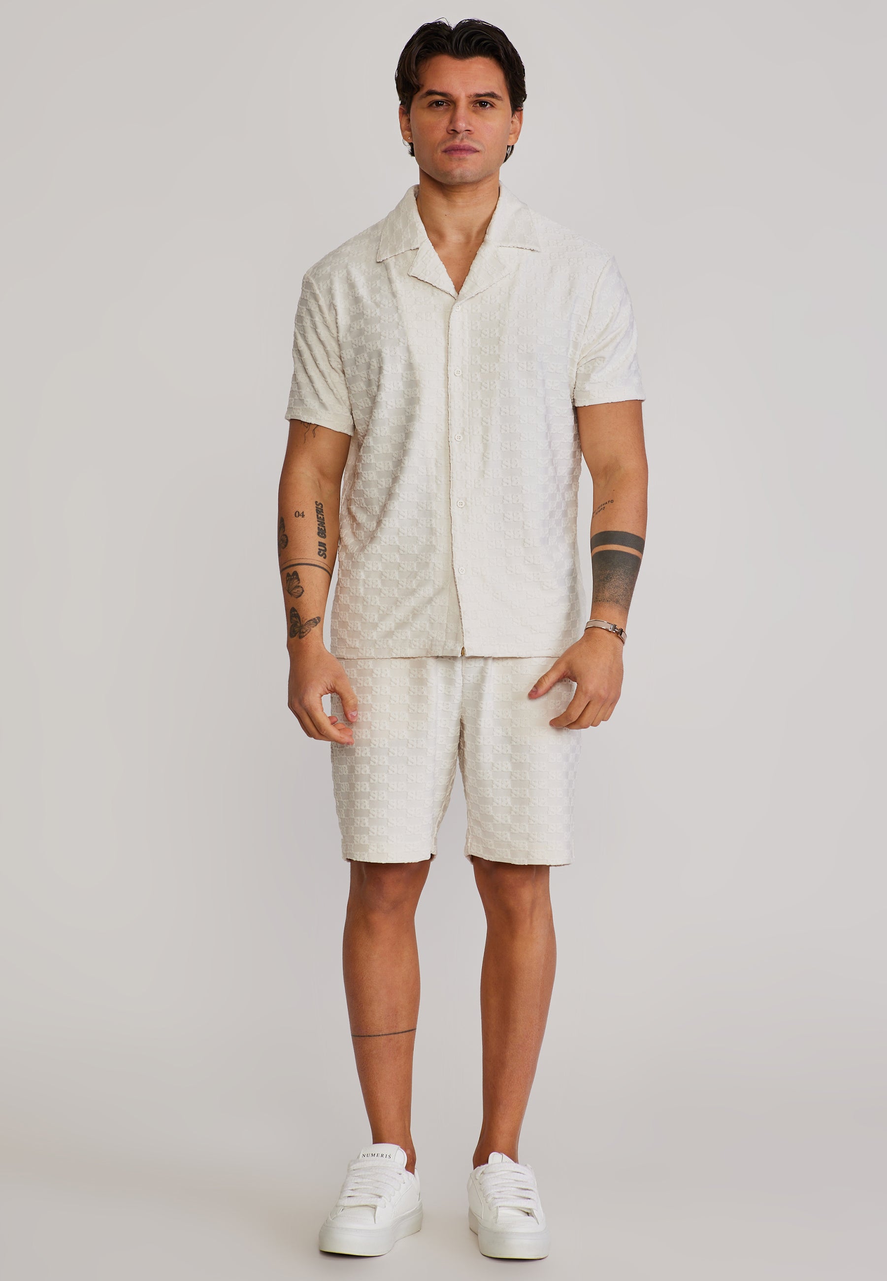 Towelling Shorts in Ecru Shorts SikSilk