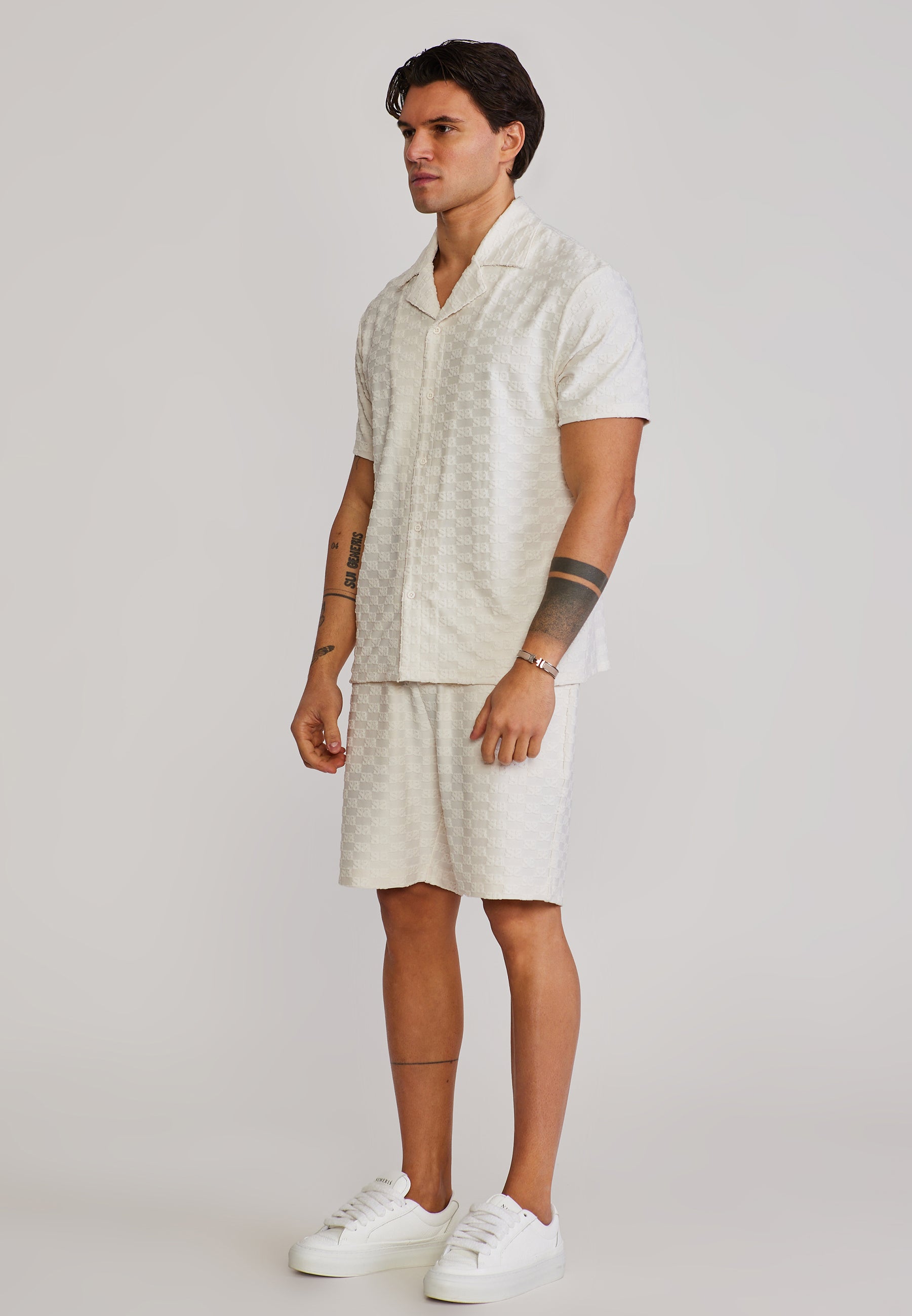 Towelling Shorts in Ecru Shorts SikSilk