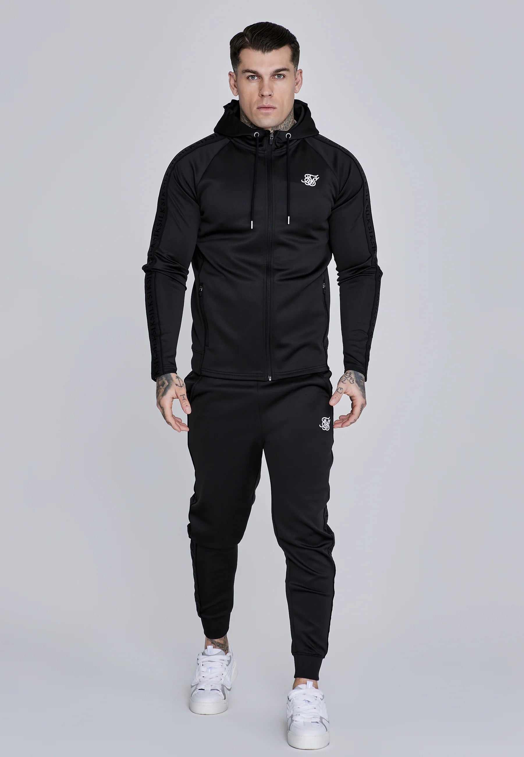 Hoodie And Joggers Set in Black Sets SikSilk