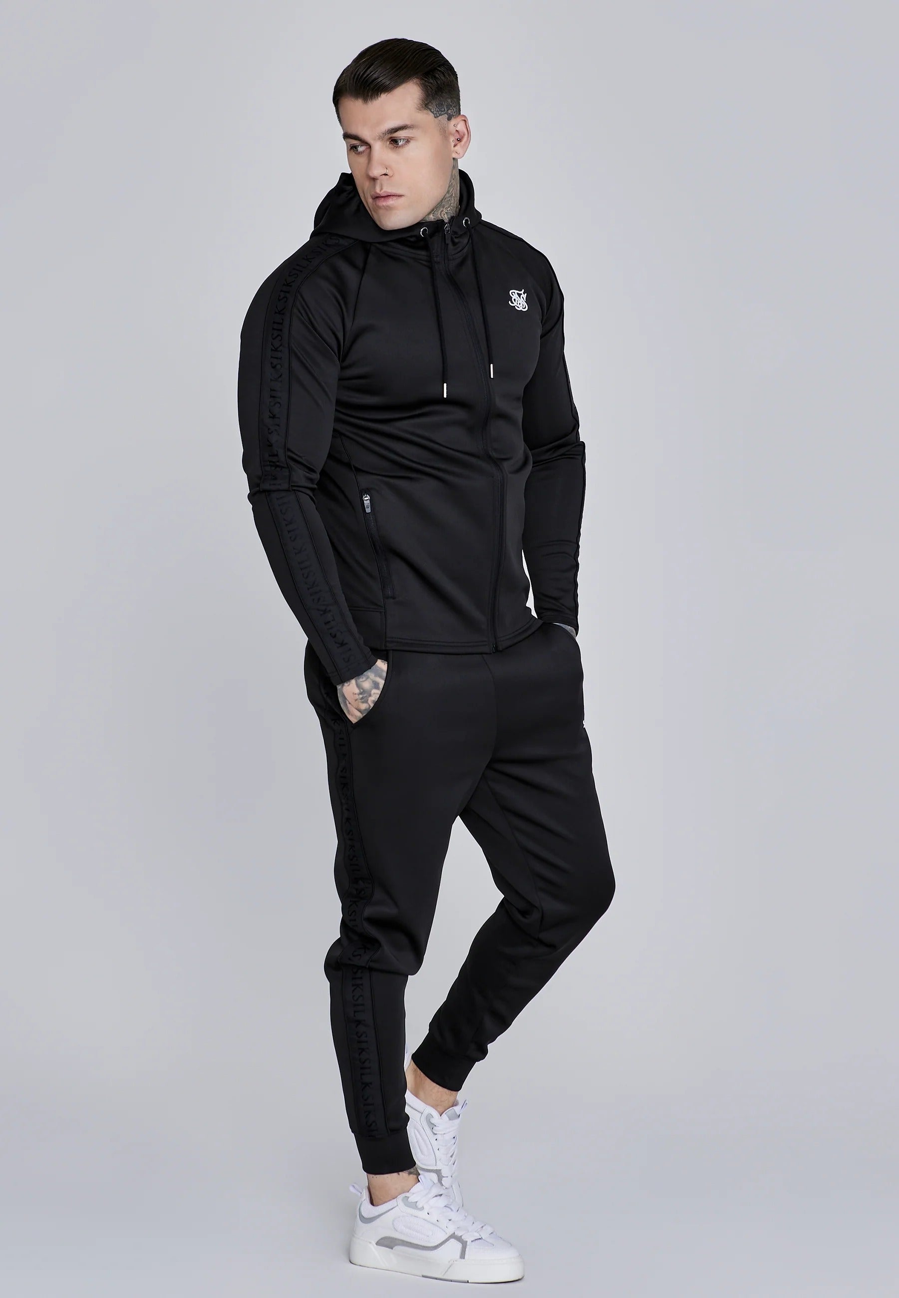 Hoodie And Joggers Set in Black Sets SikSilk