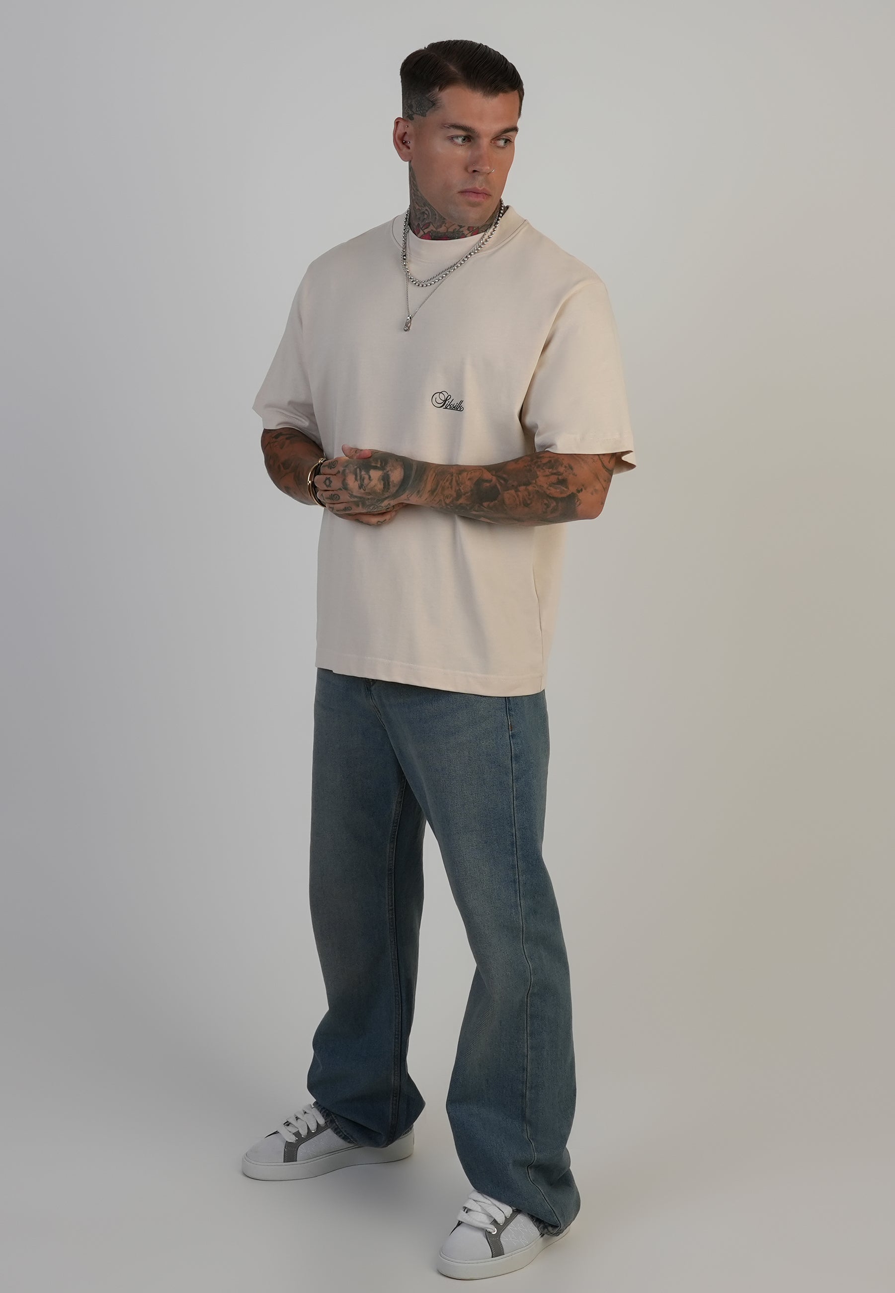 Oversized T-Shirt in Ecru T-Shirts SikSilk