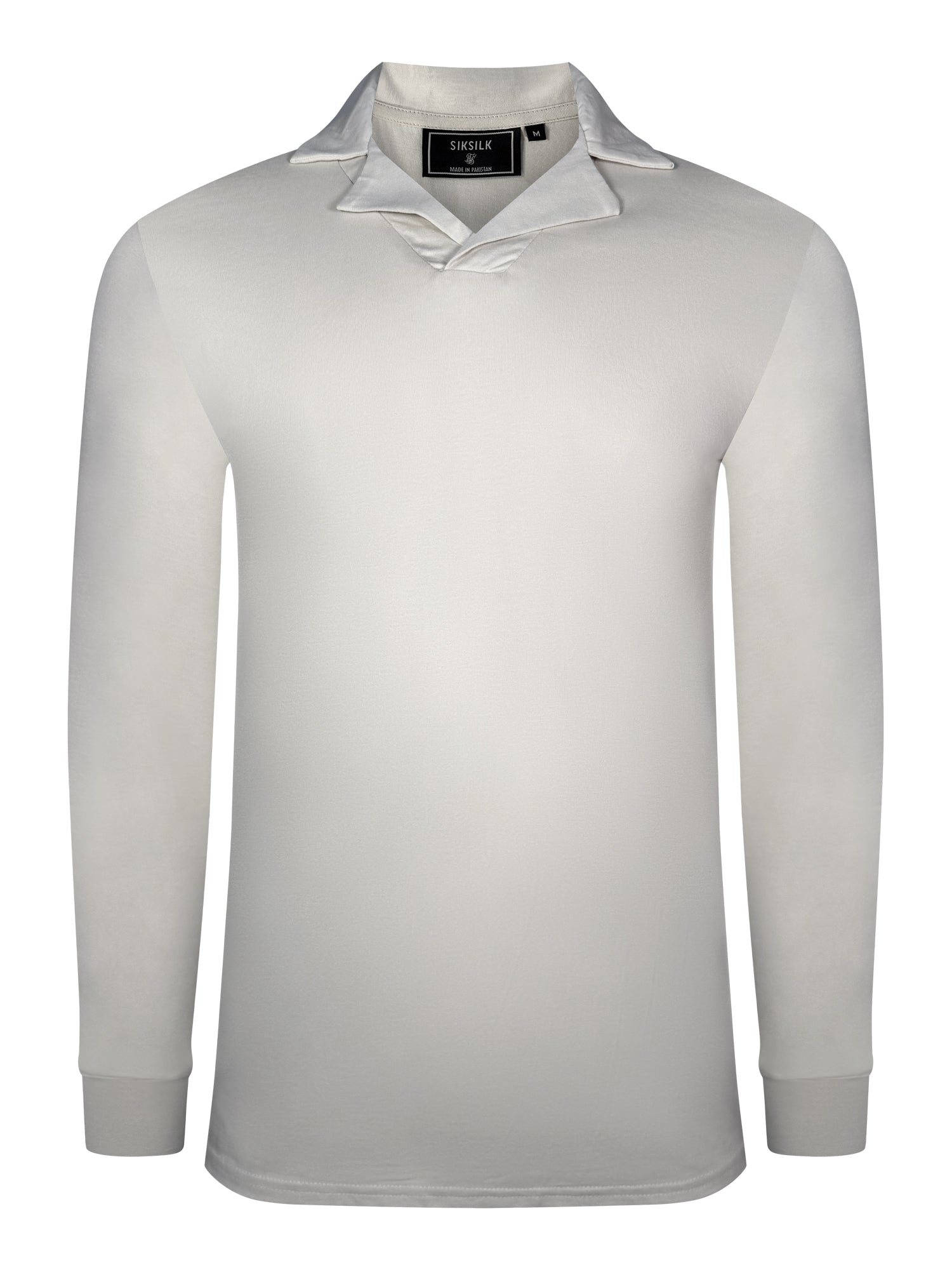 Long Sleeve Revere Polo in White T-Shirts SikSilk