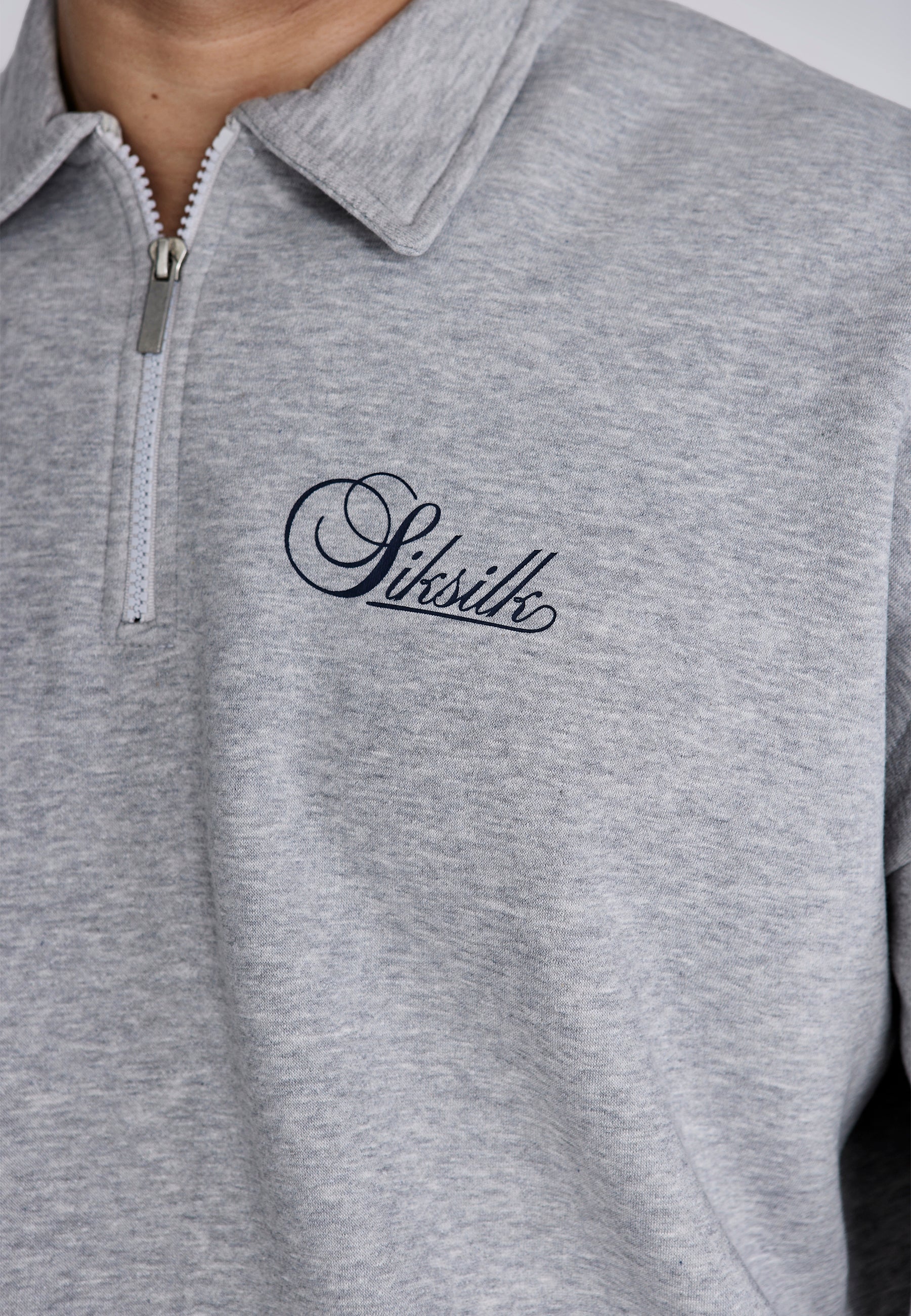 Essentials Polo Sweater in Grey Marl Sweatshirts SikSilk