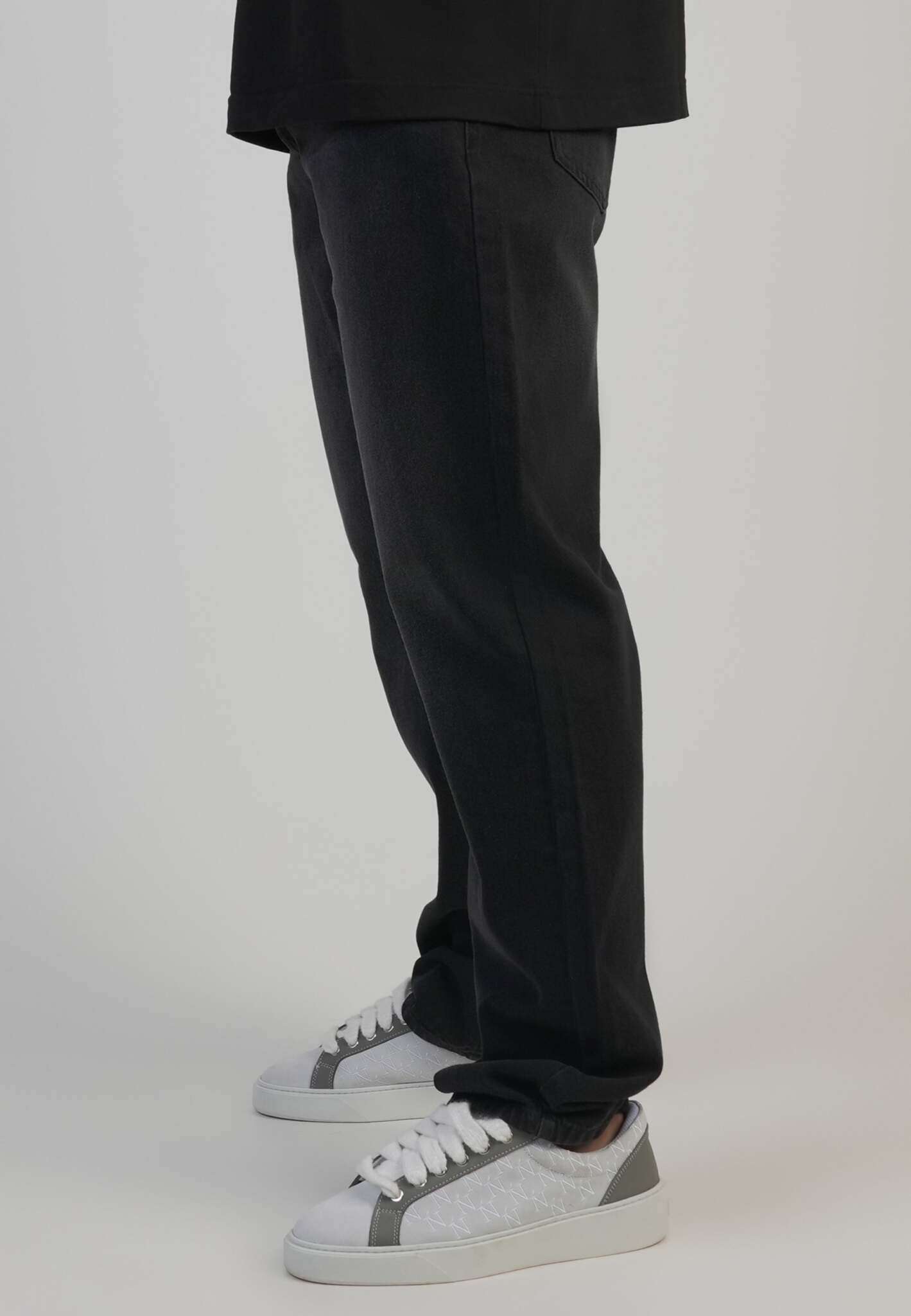 Straight Fit Jeans in Washed Black Jeans SikSilk