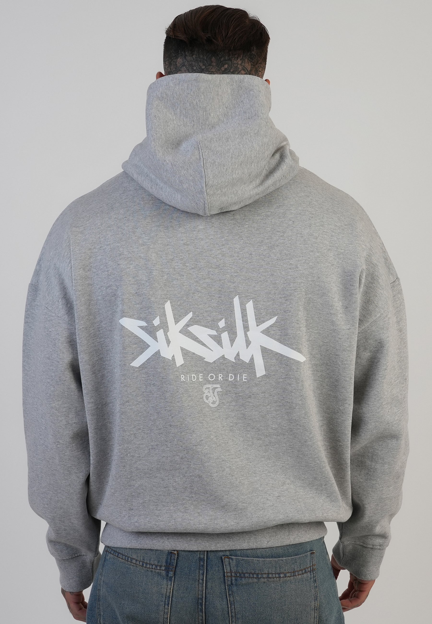 Graphic Hoodie in Grey Marl Kapuzenpullover SikSilk