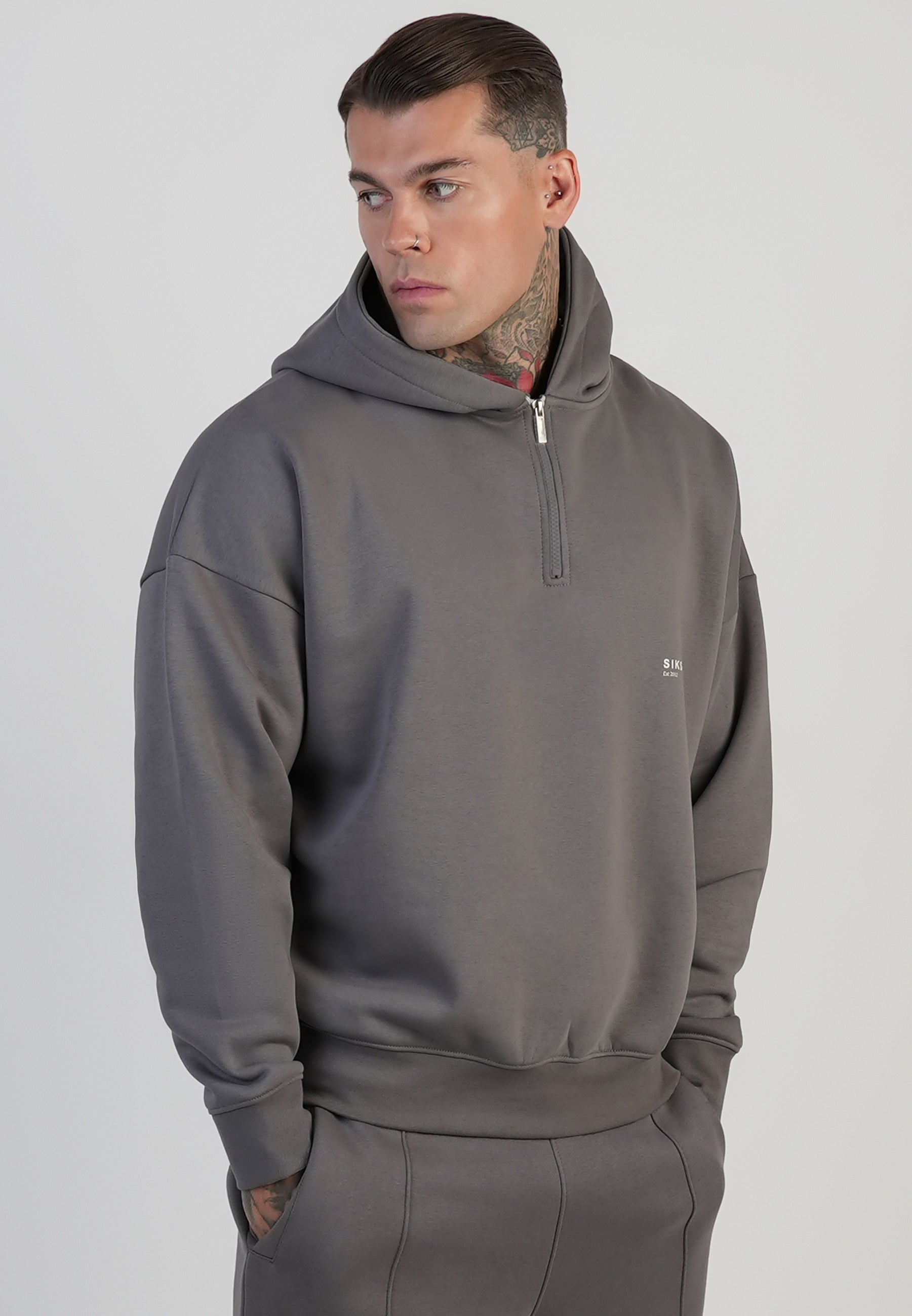 Graphic Hoodie in Grey Kapuzenpullover SikSilk