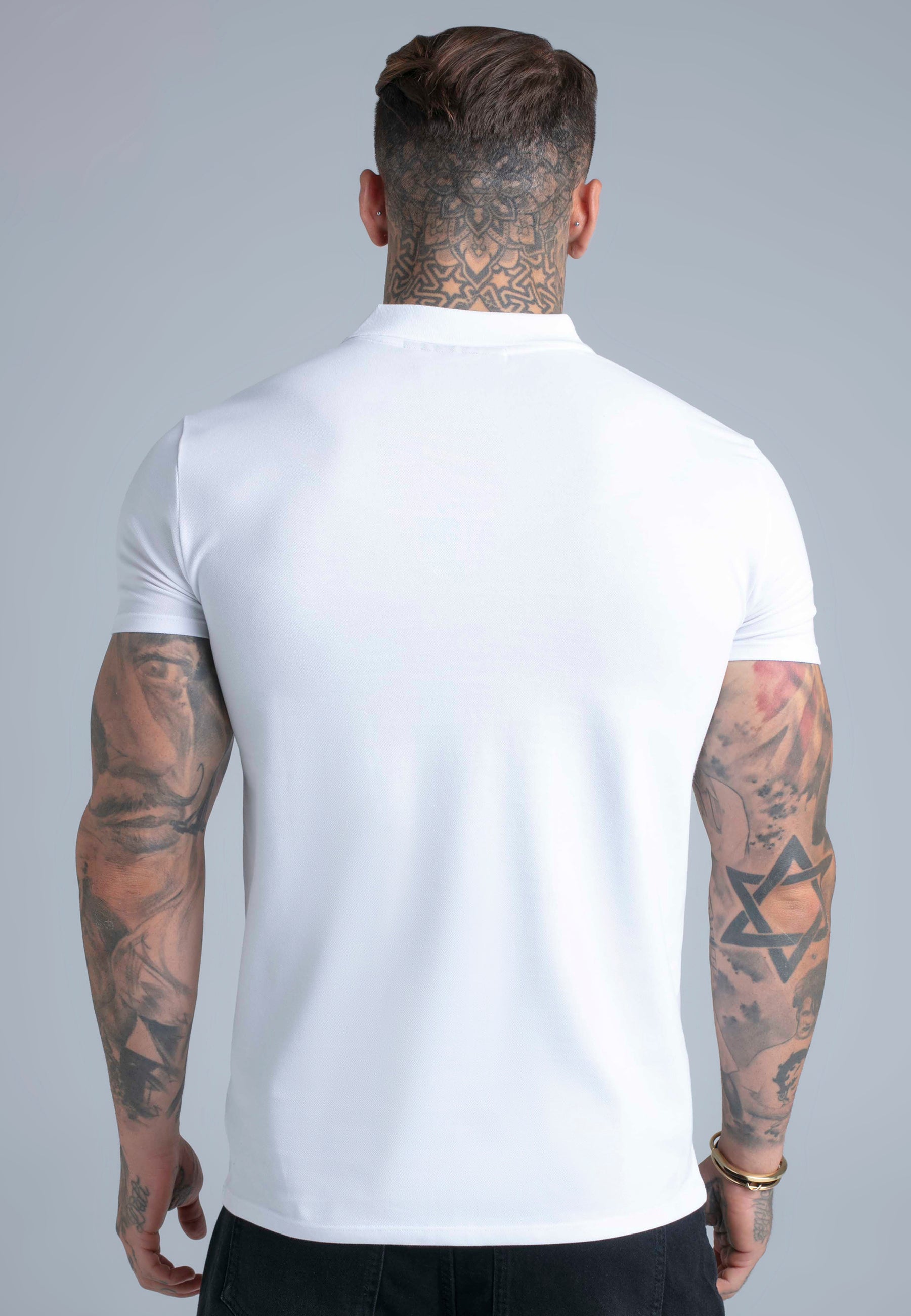 Zip Polo T-Shirt in White T-Shirts SikSilk