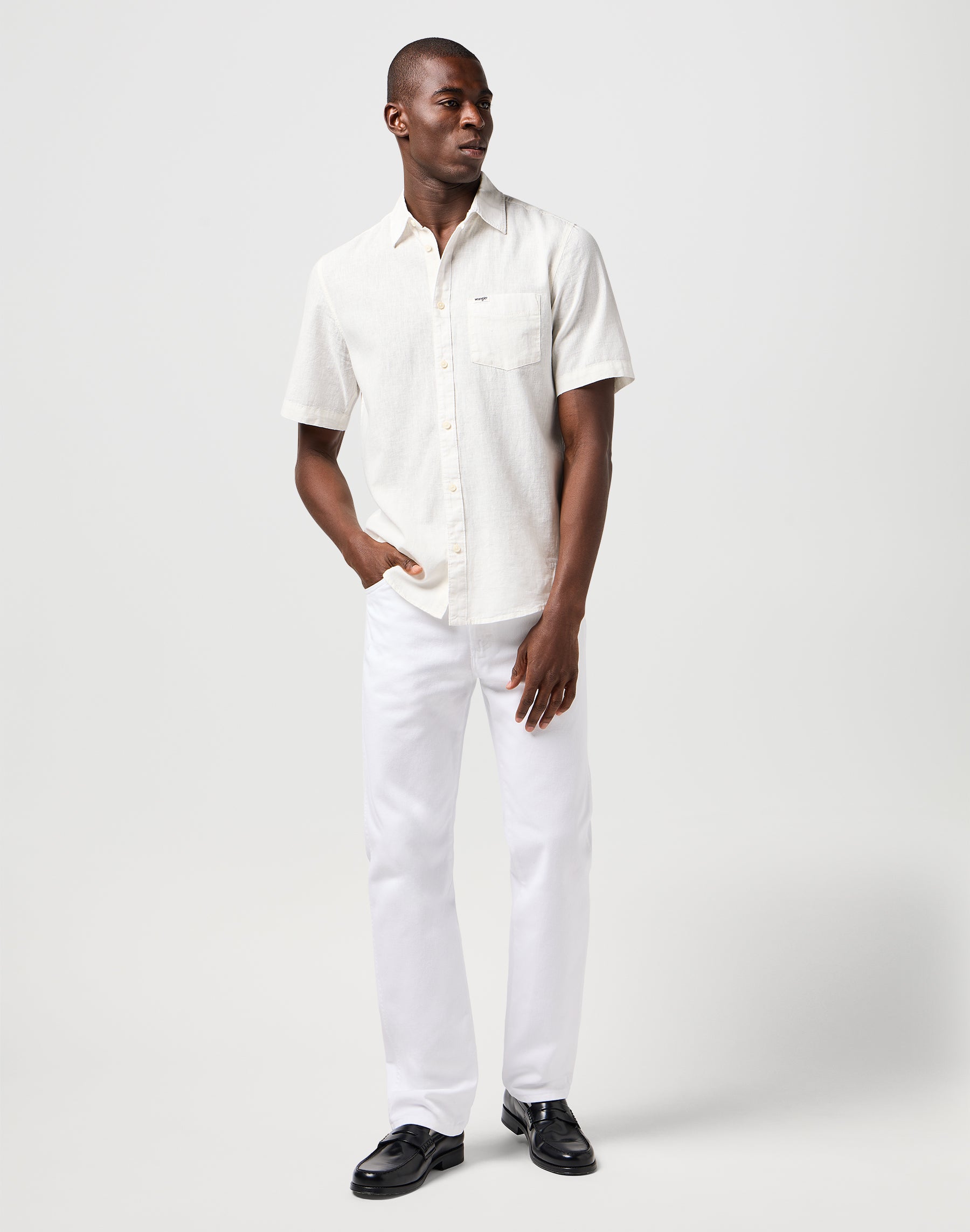 Ss 1 Pkt Shirt in White Hemden Wrangler