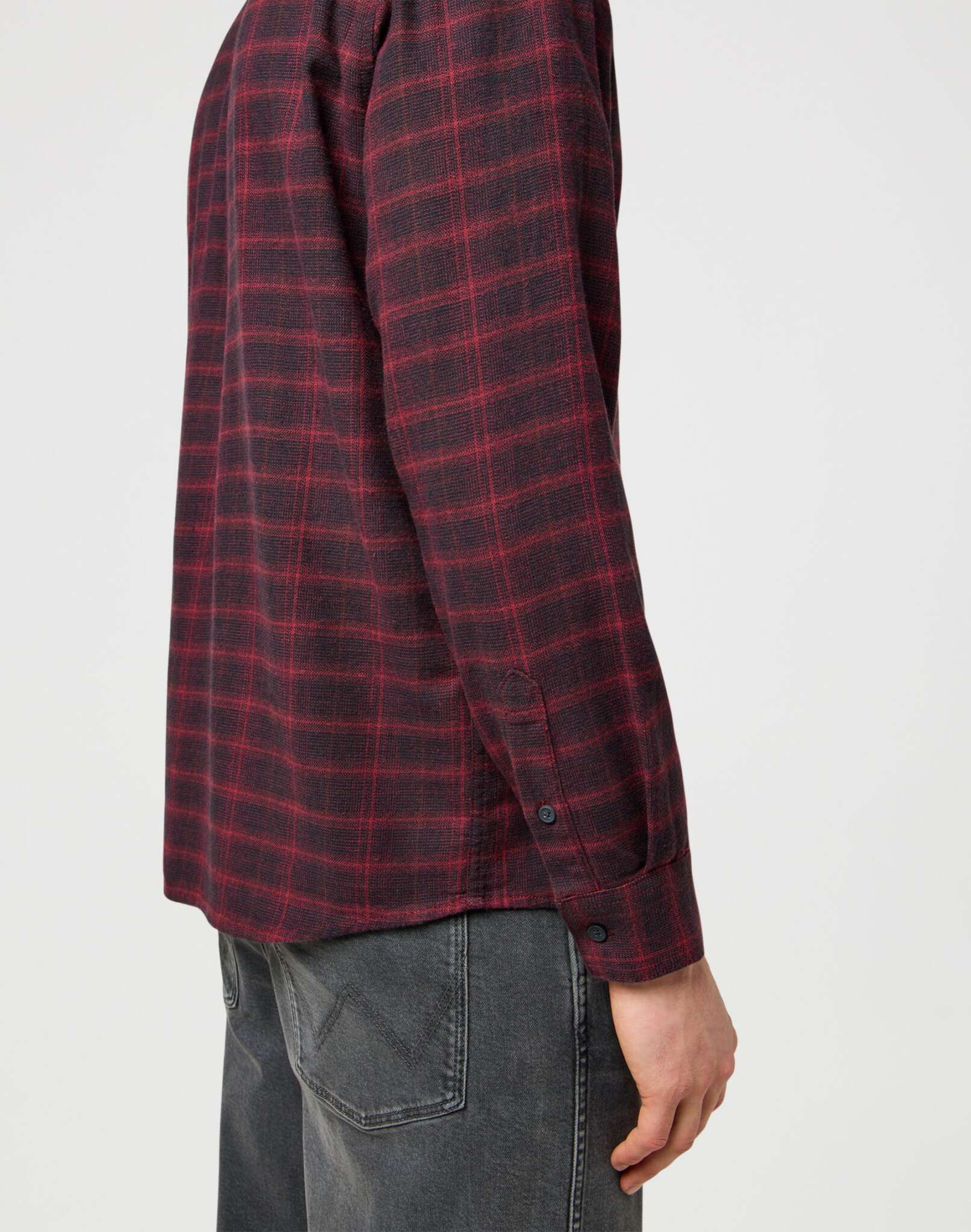1 Pkt Flannel Shirt in Black Wine Hemden Wrangler