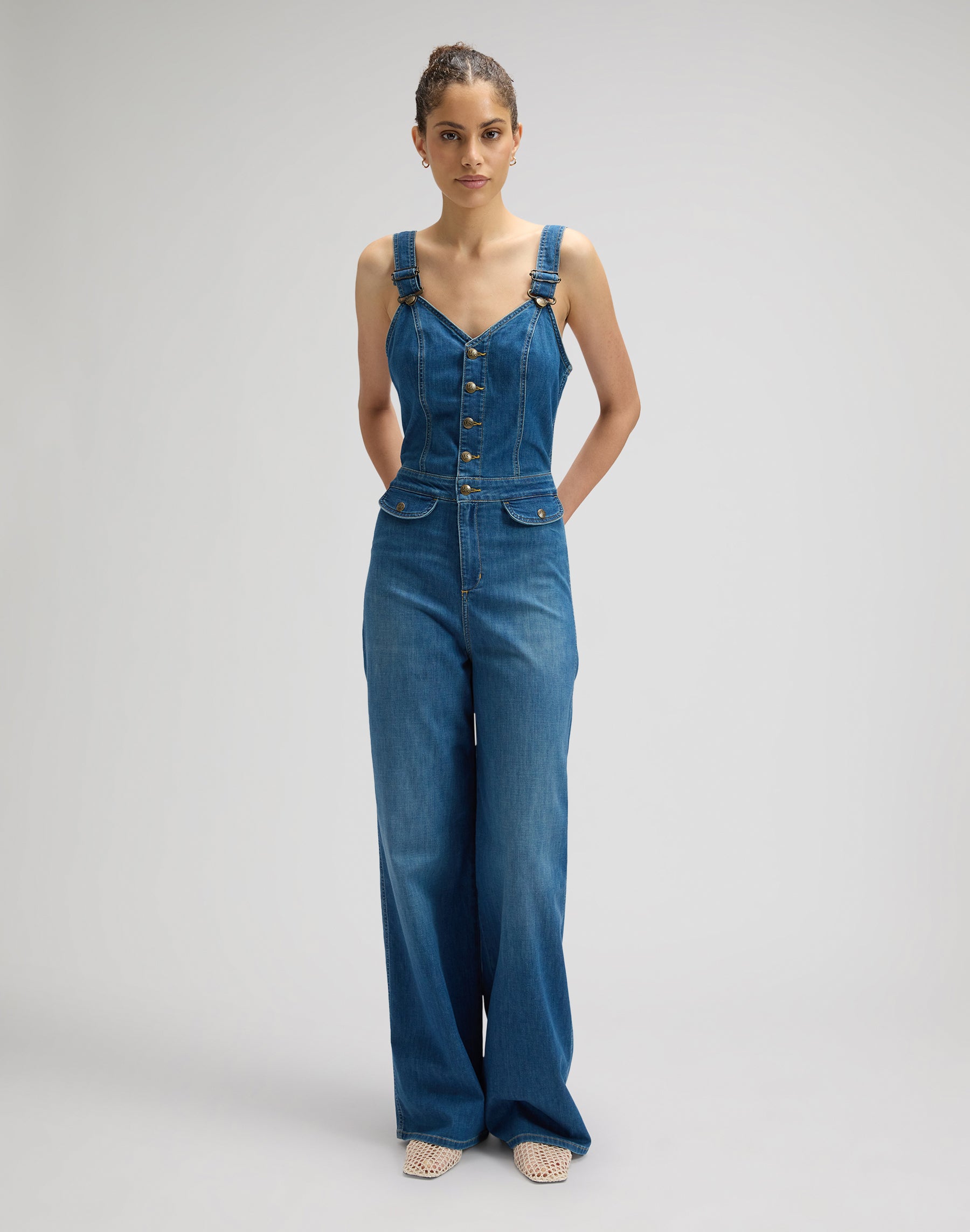 Cut Out Jumpsuit in Blue Arrow Overall Lee