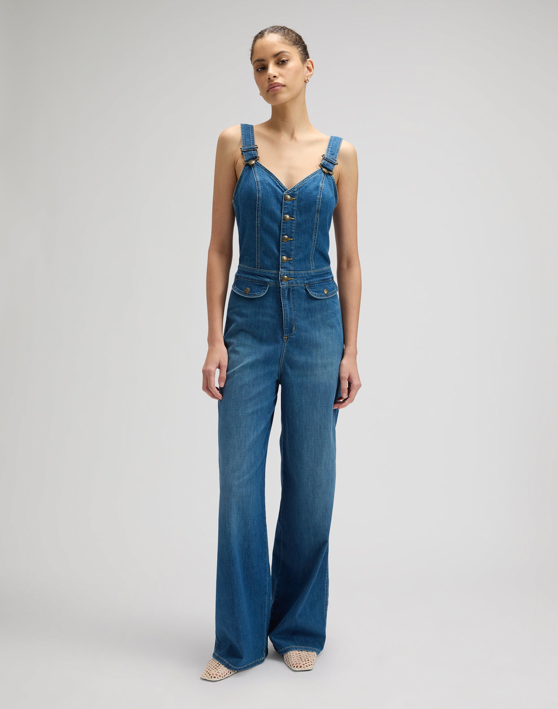 Cut Out Jumpsuit in Blue Arrow Overall Lee
