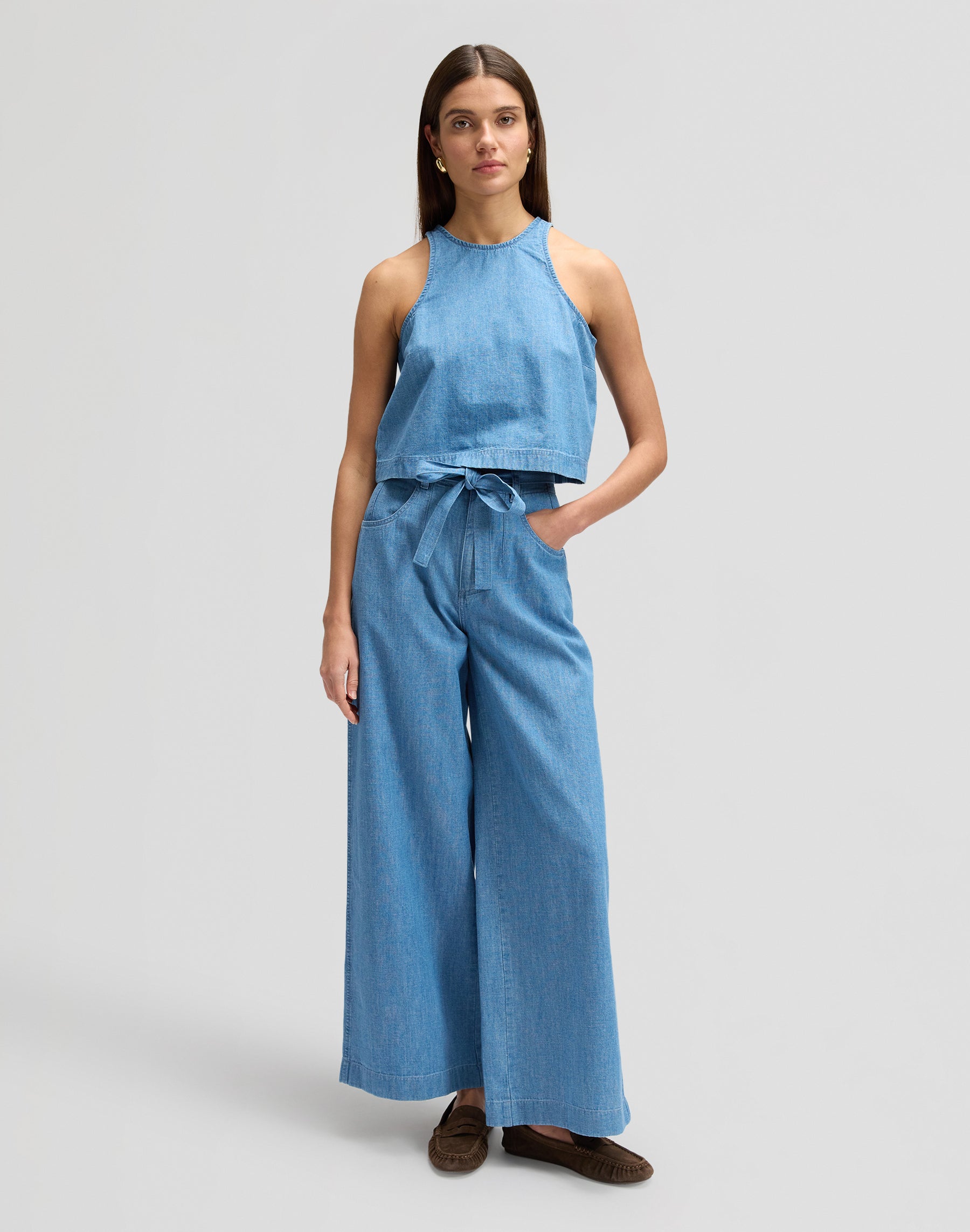 Boxy Sleeveless Top in Companion Piece Hemden Lee