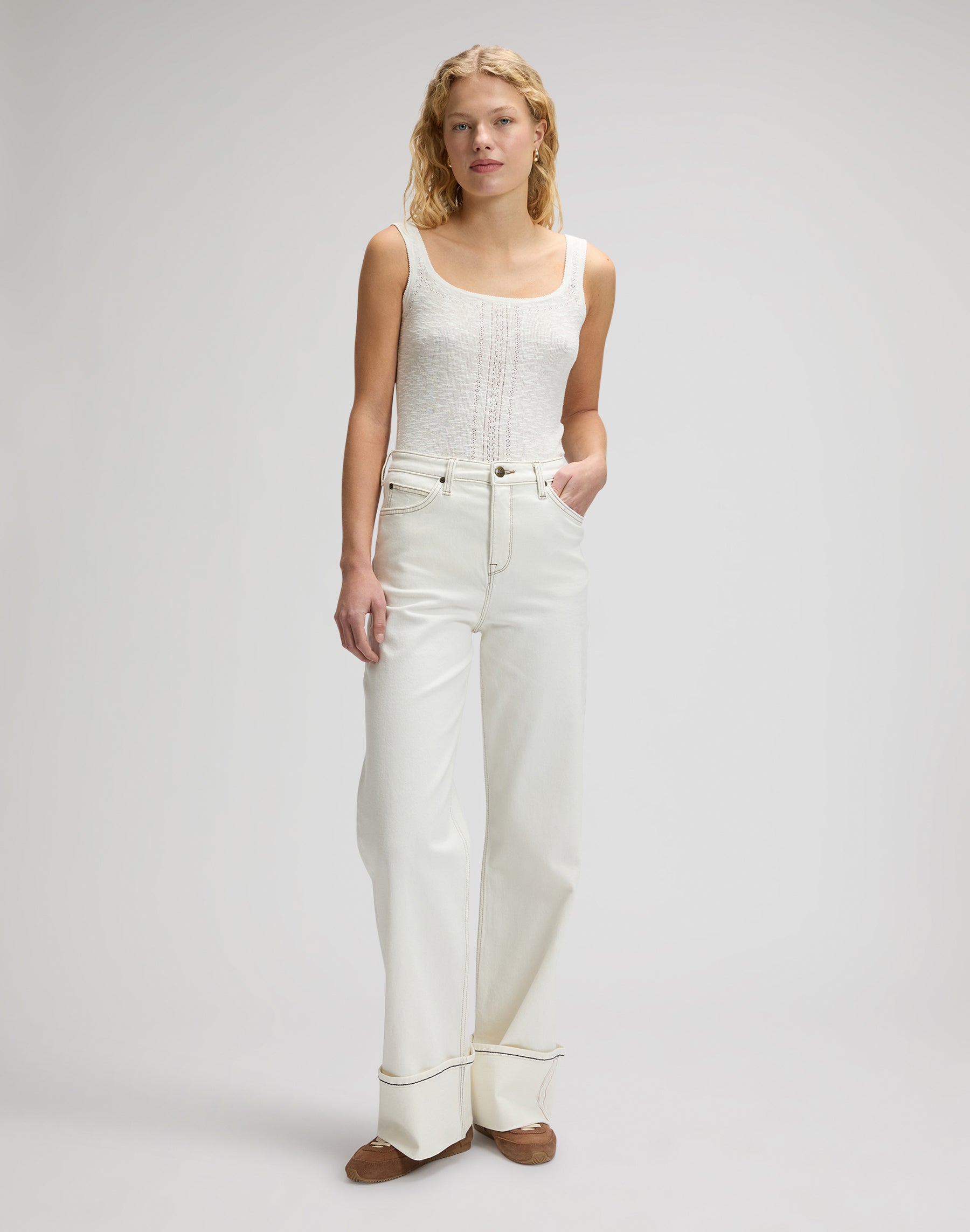 Knitted Tank in Ecru T-Shirts Lee