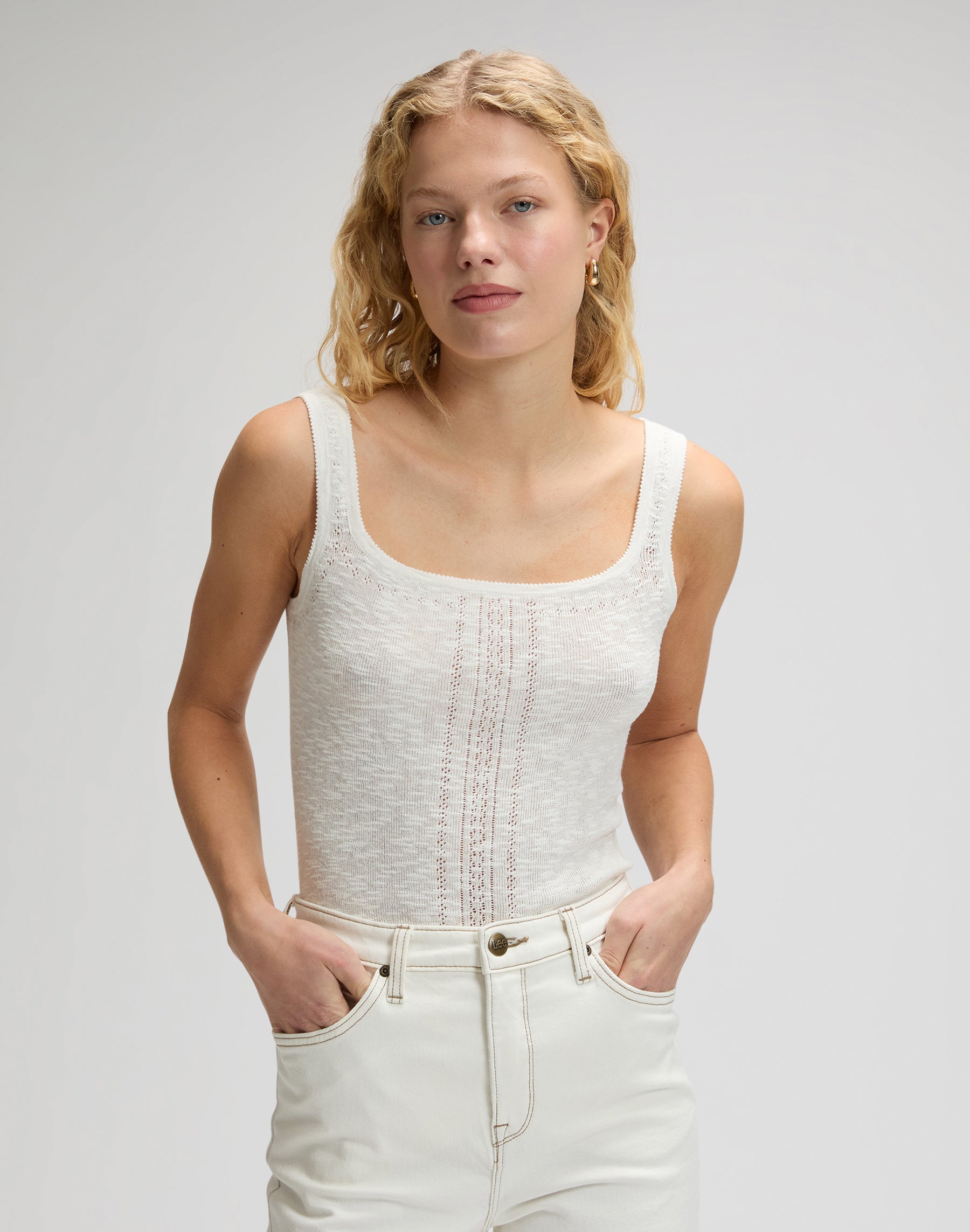 Knitted Tank in Ecru T-Shirts Lee