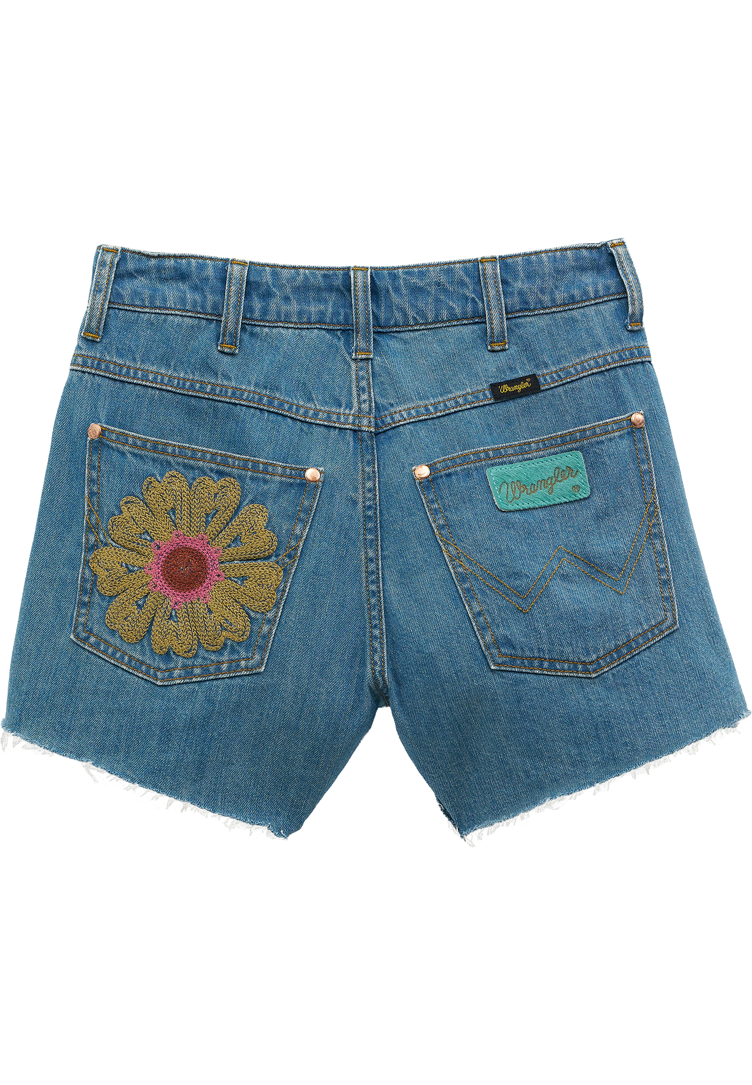 Embroidered Cowboy Short 3 Inch in Denim Jeansshorts Wrangler