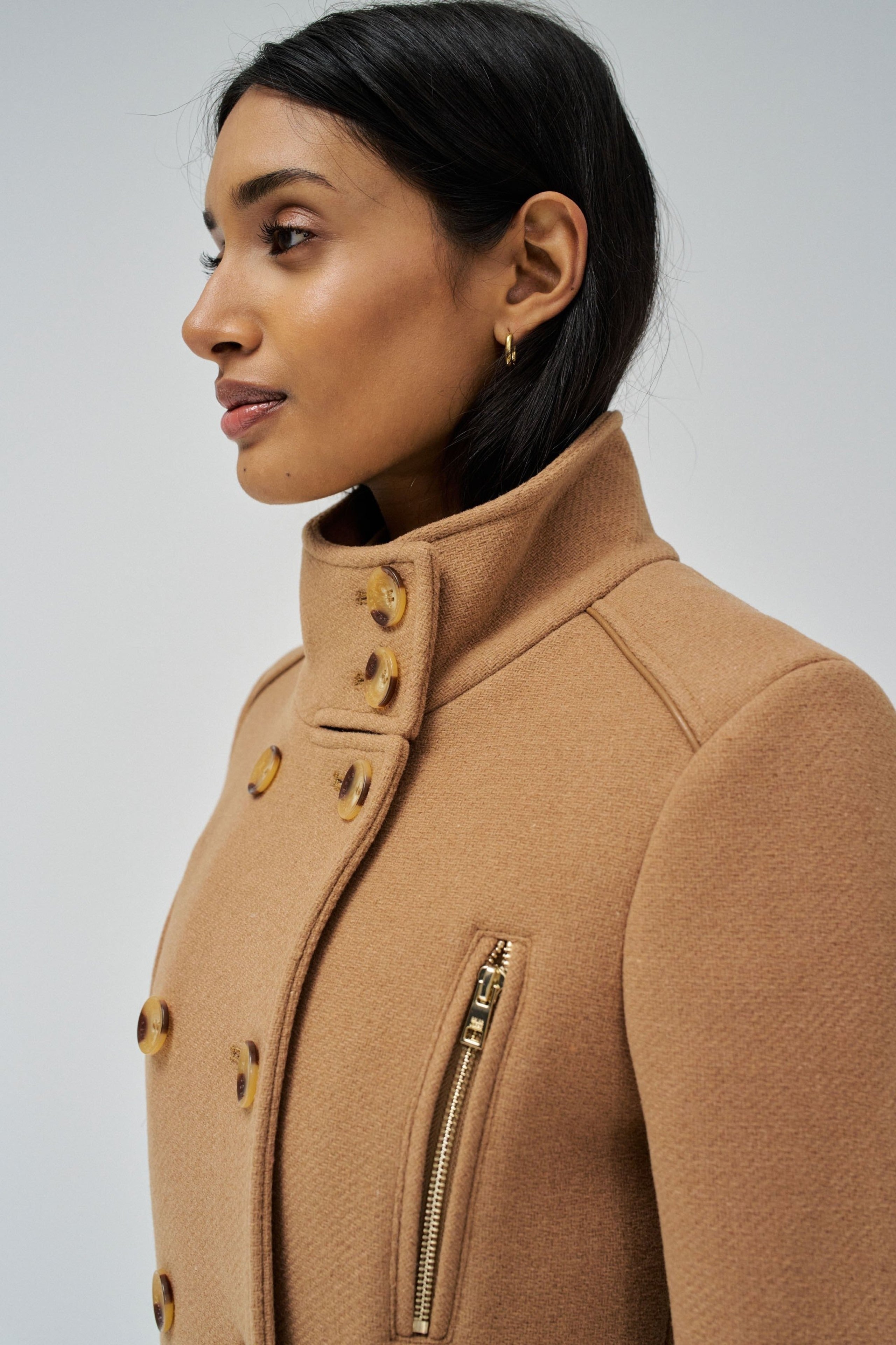 Grace Long Woolen Coat in Medium Beige Jacken Salsa Jeans