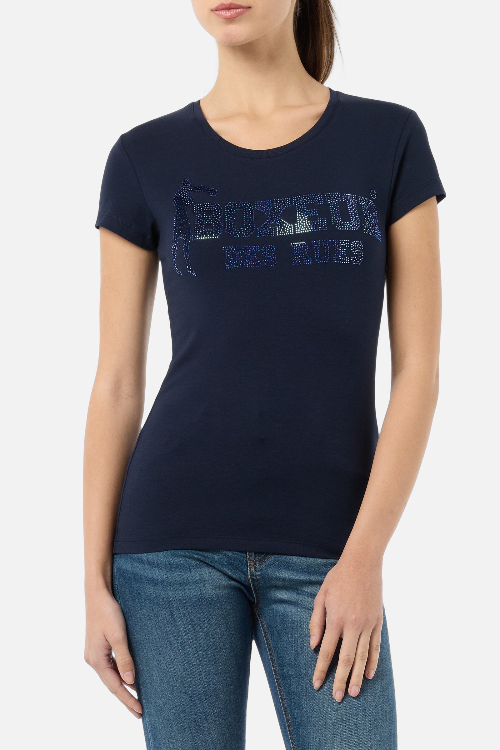 Rhinestone Logo T-Shirt in Midnight T-Shirts Boxeur des Rues