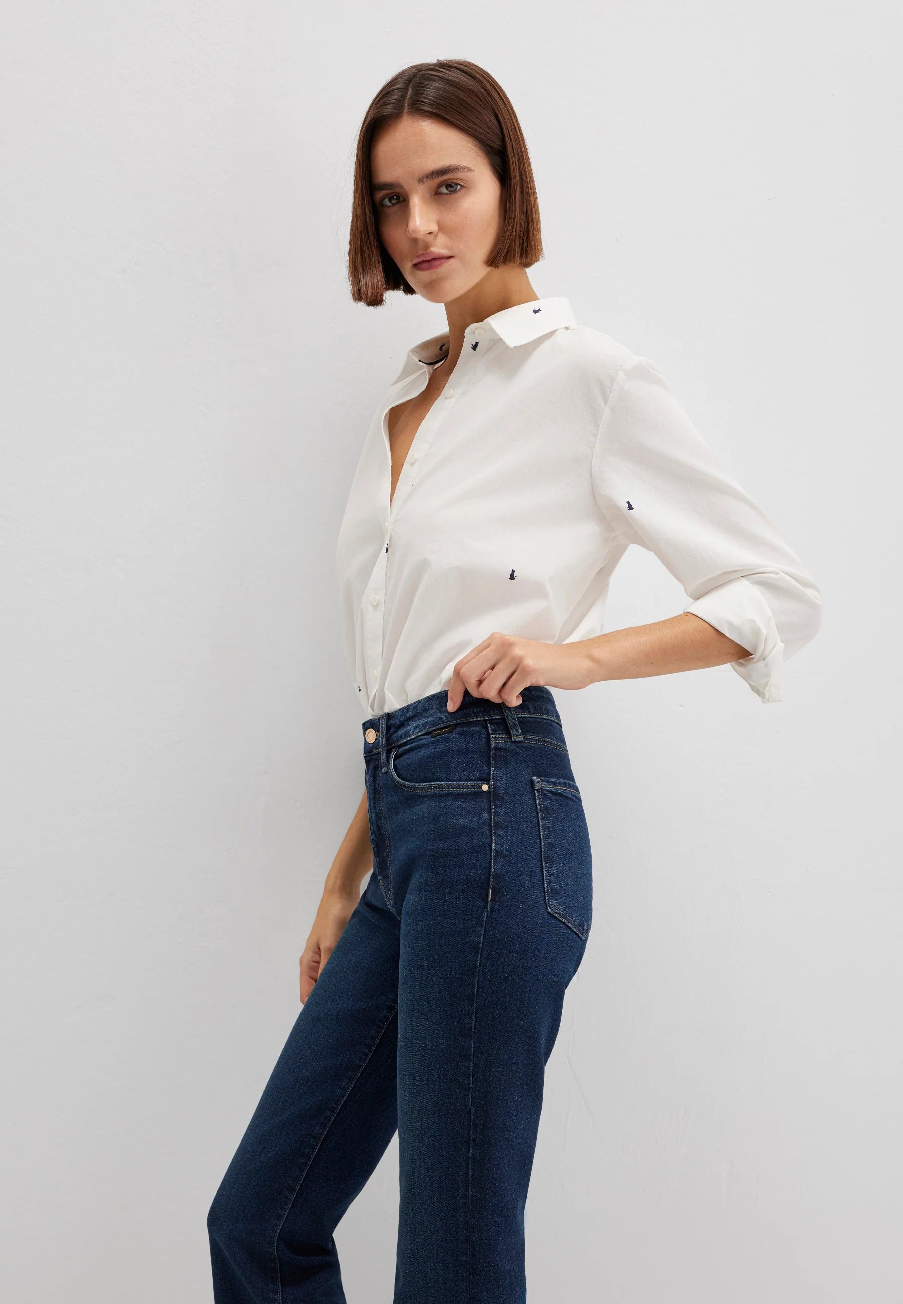 Long Sleeve Woven Shirt in Cat All Over Print