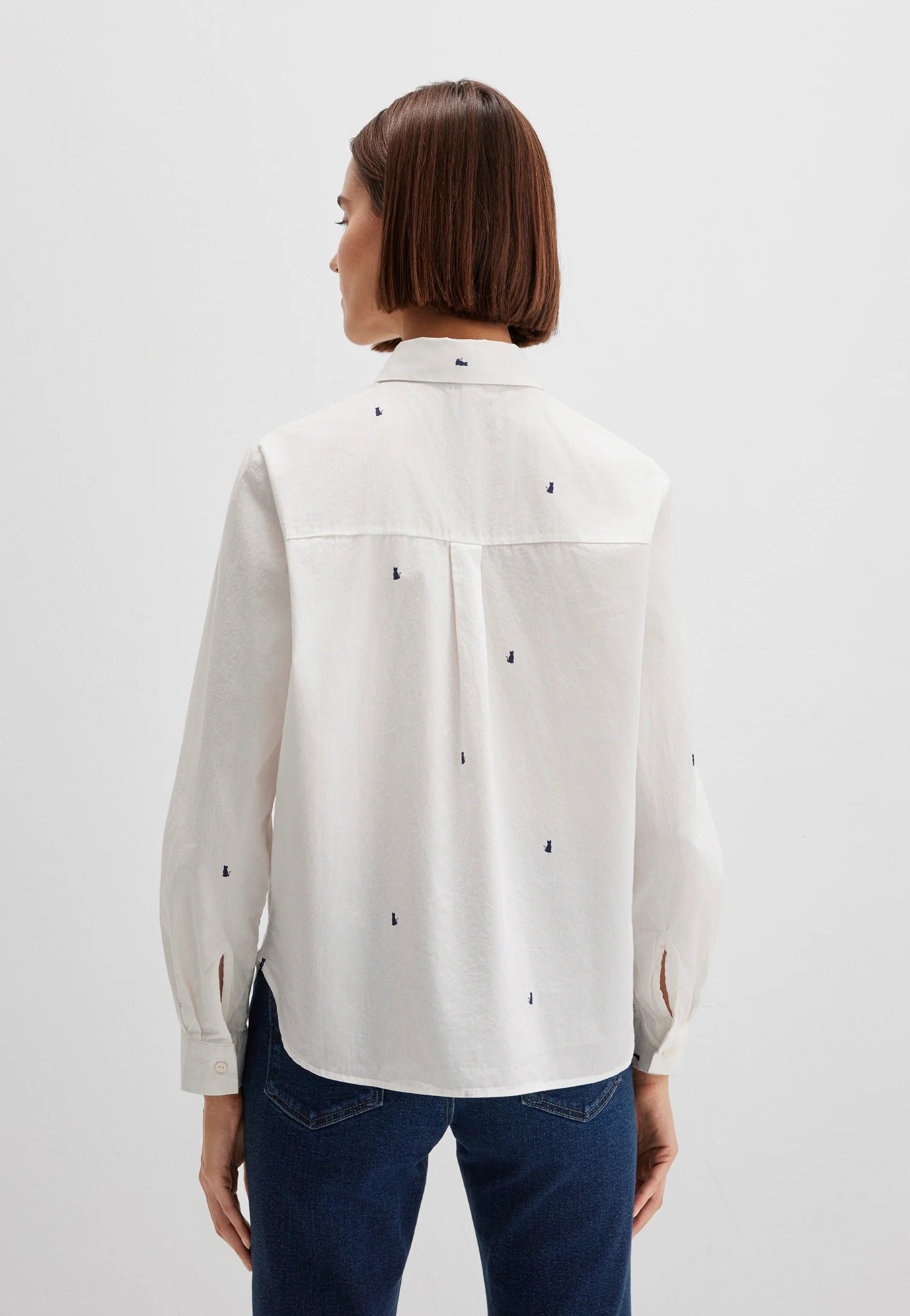 Long Sleeve Woven Shirt in Cat All Over Print