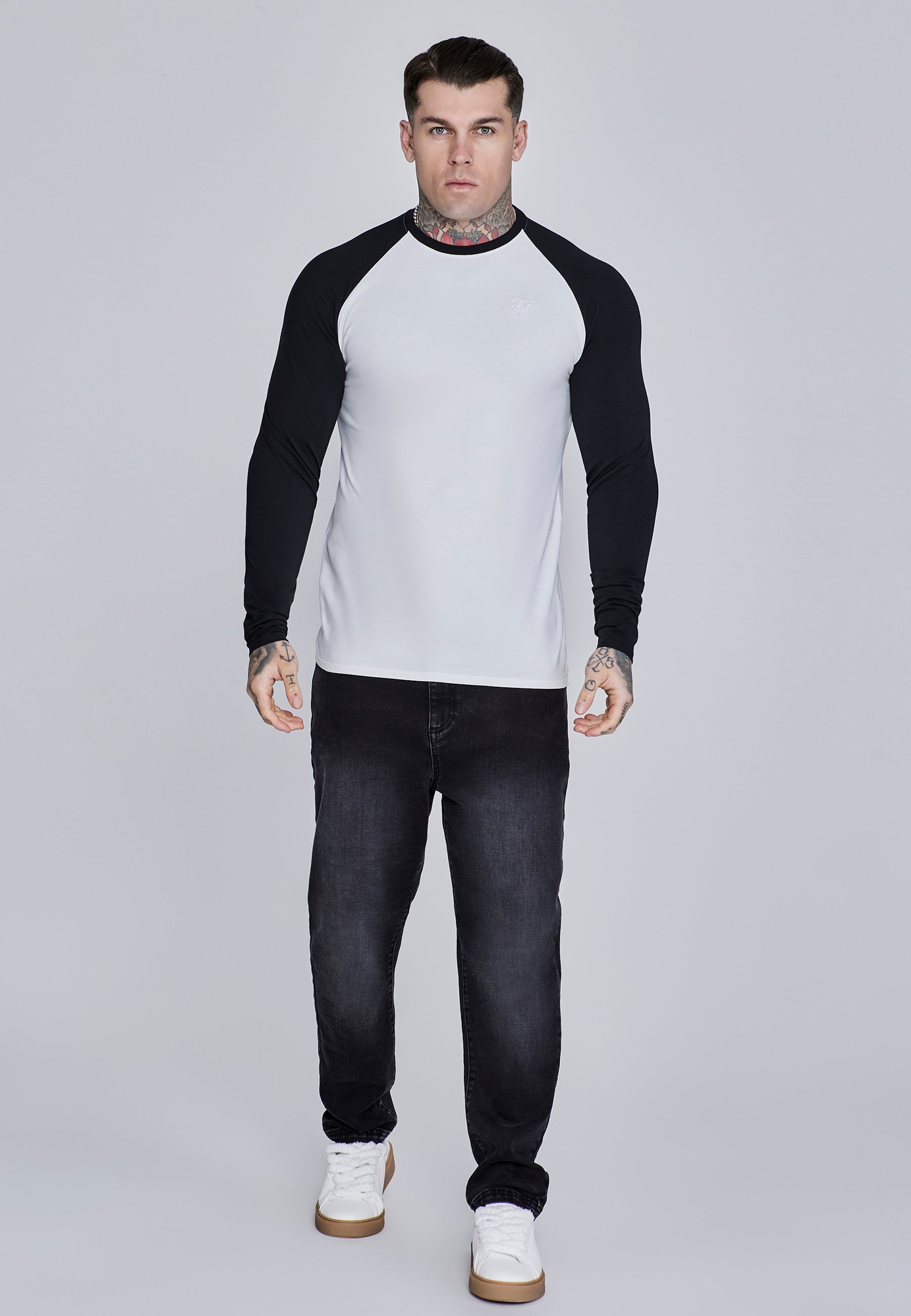 Muscle Fit T-Shirt in White, Black T-Shirts SikSilk