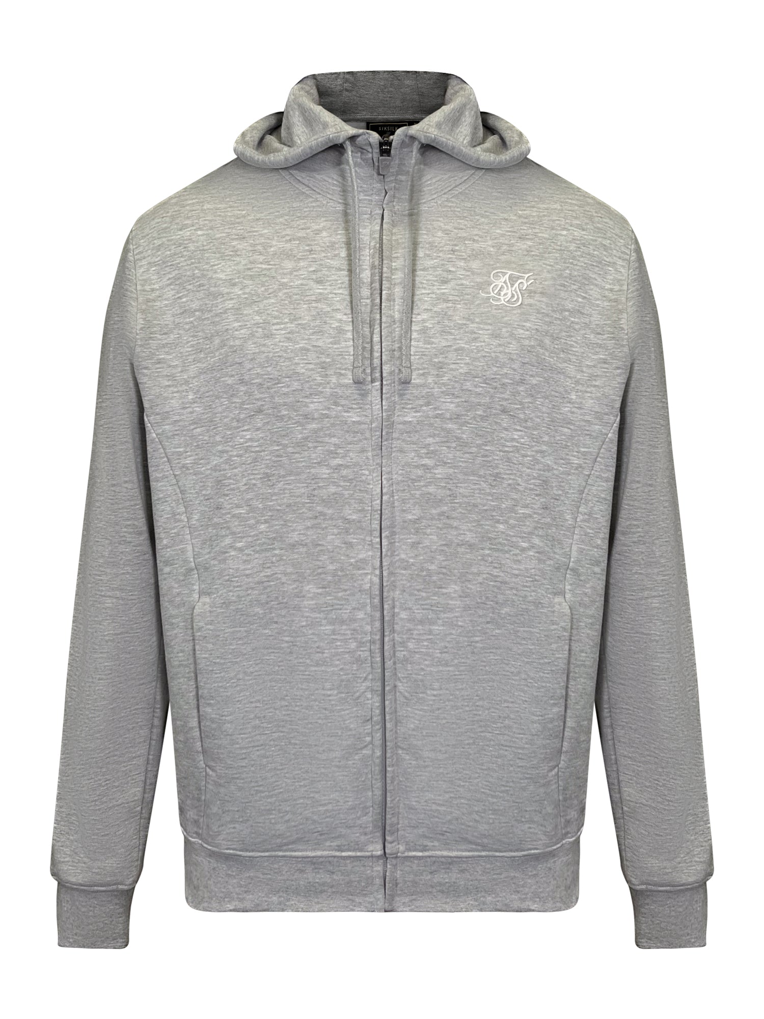 Essentials Full Zip Hoodie in Grey Marl Sweatjacken SikSilk