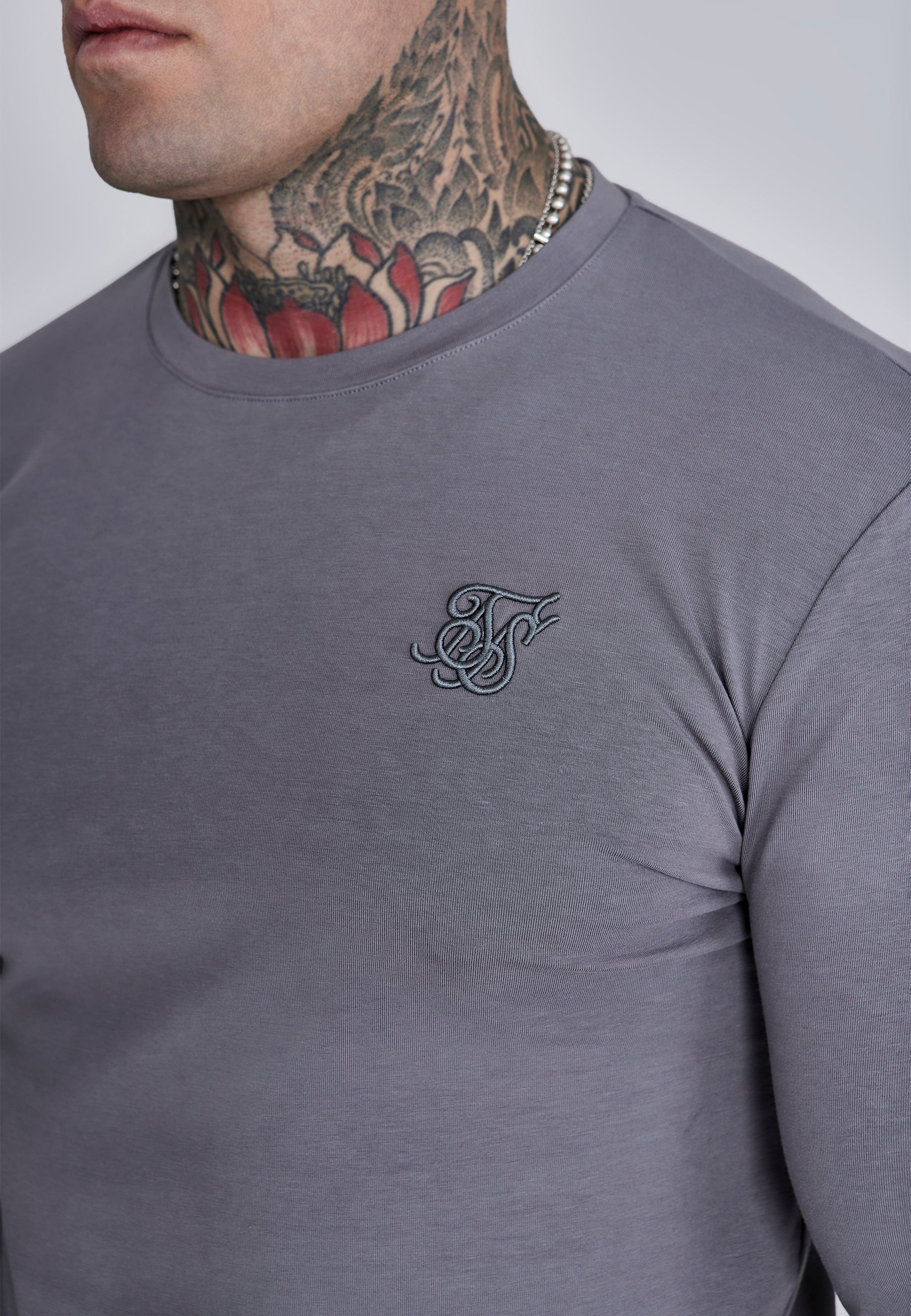 Long Sleeve T-Shirt in Grey T-Shirts SikSilk