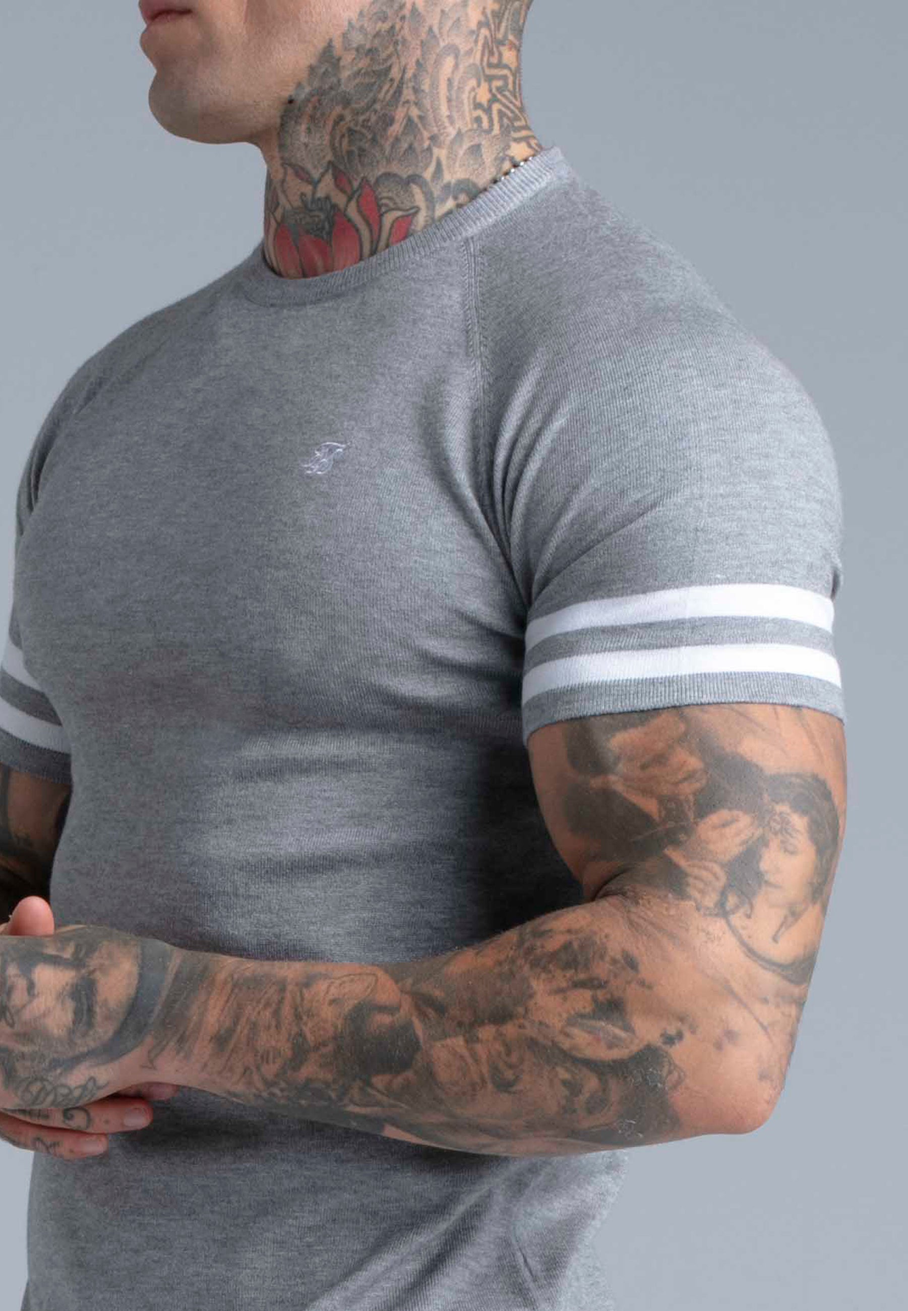 Knitted T-Shirt in Grey Marl