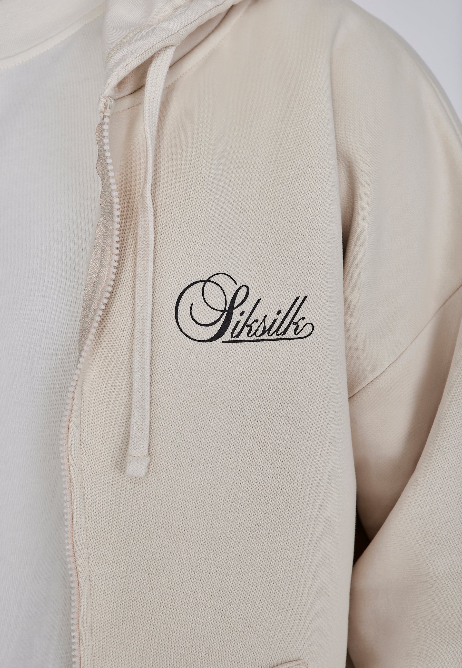 Essentials Full Zip Hoodie in Ecru Sweatjacken SikSilk
