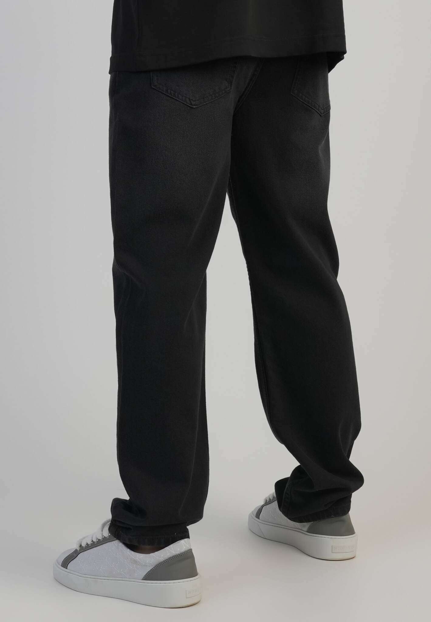 Straight Fit Jeans in Washed Black Jeans SikSilk